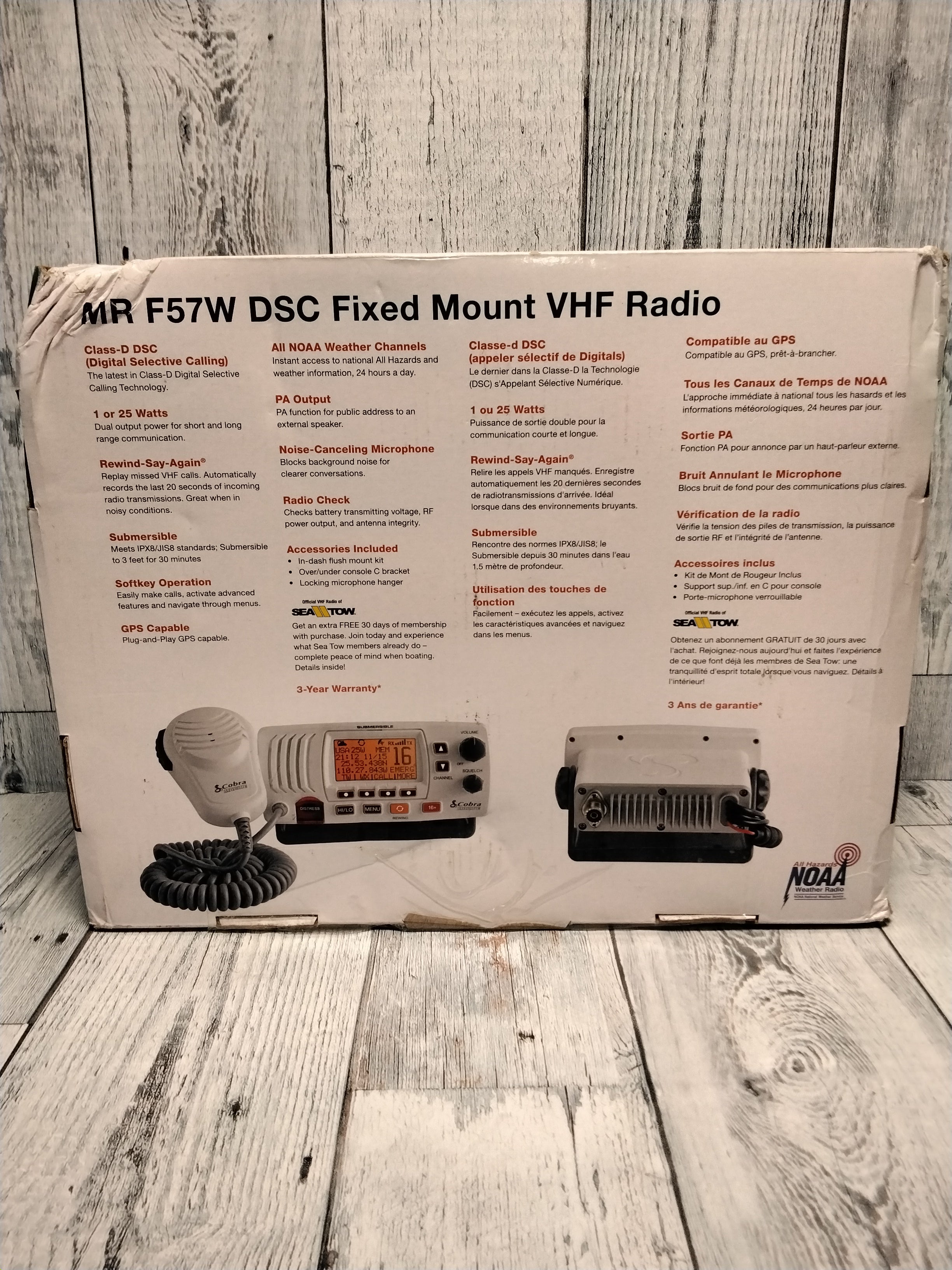 Cobra MR F57W Fixed Mount VHF Marine Radio 25 Watt, GPS Capability,  LCD Display (7869895901422)