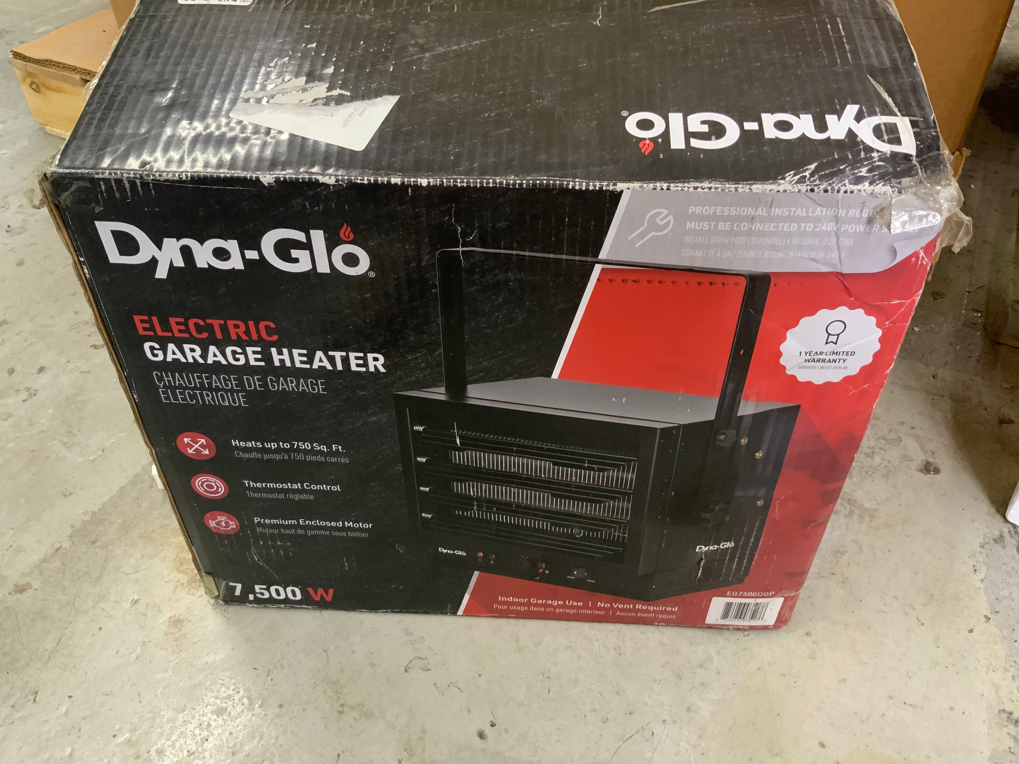 Dyna-Glo EG7500DGP 240V 7500W Garage Heater, Black **UNTESTED**