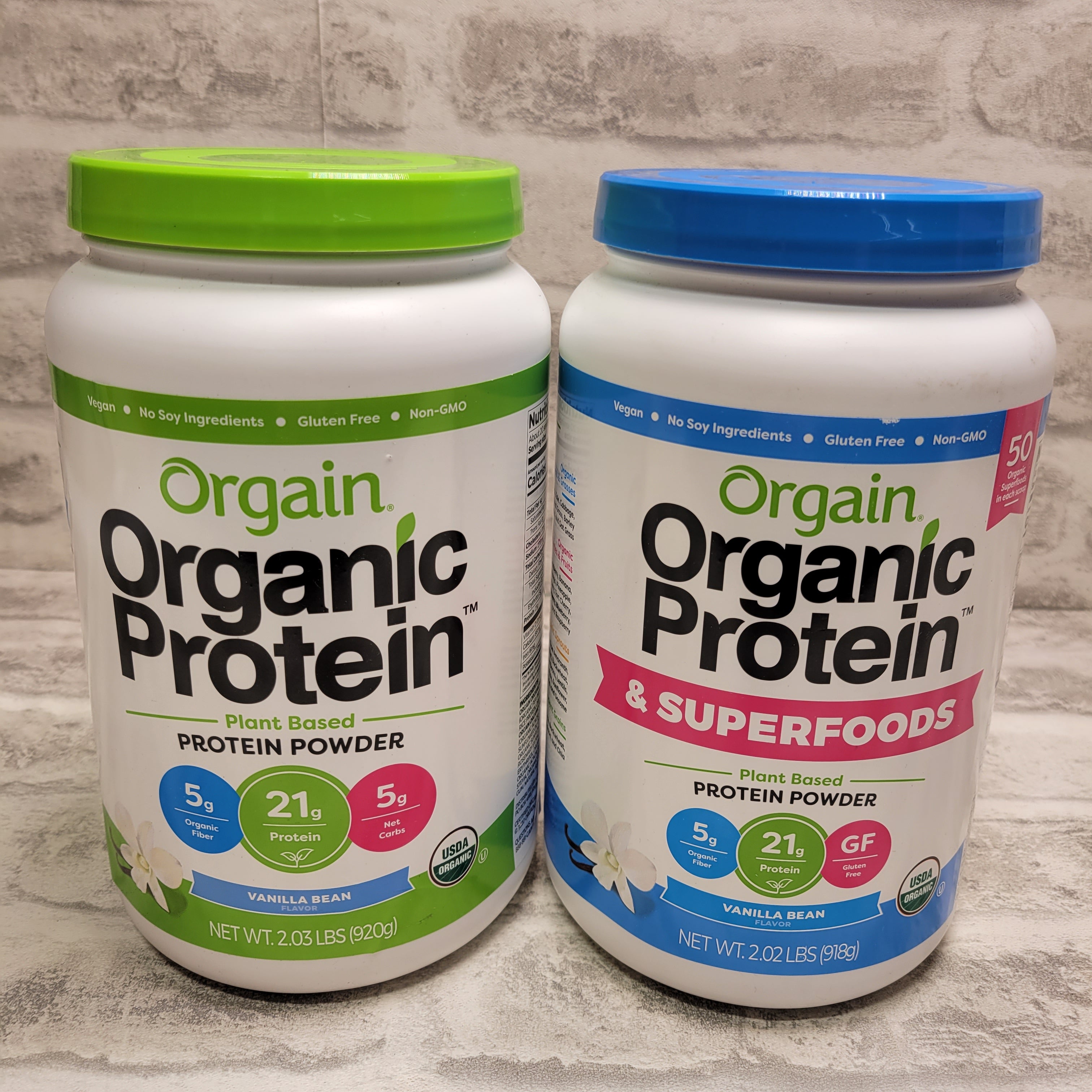 (Lot of 2) Orgain Organic Protein + Superfoods Powder, Vanilla Bean -  2.02lb (7671943397614)