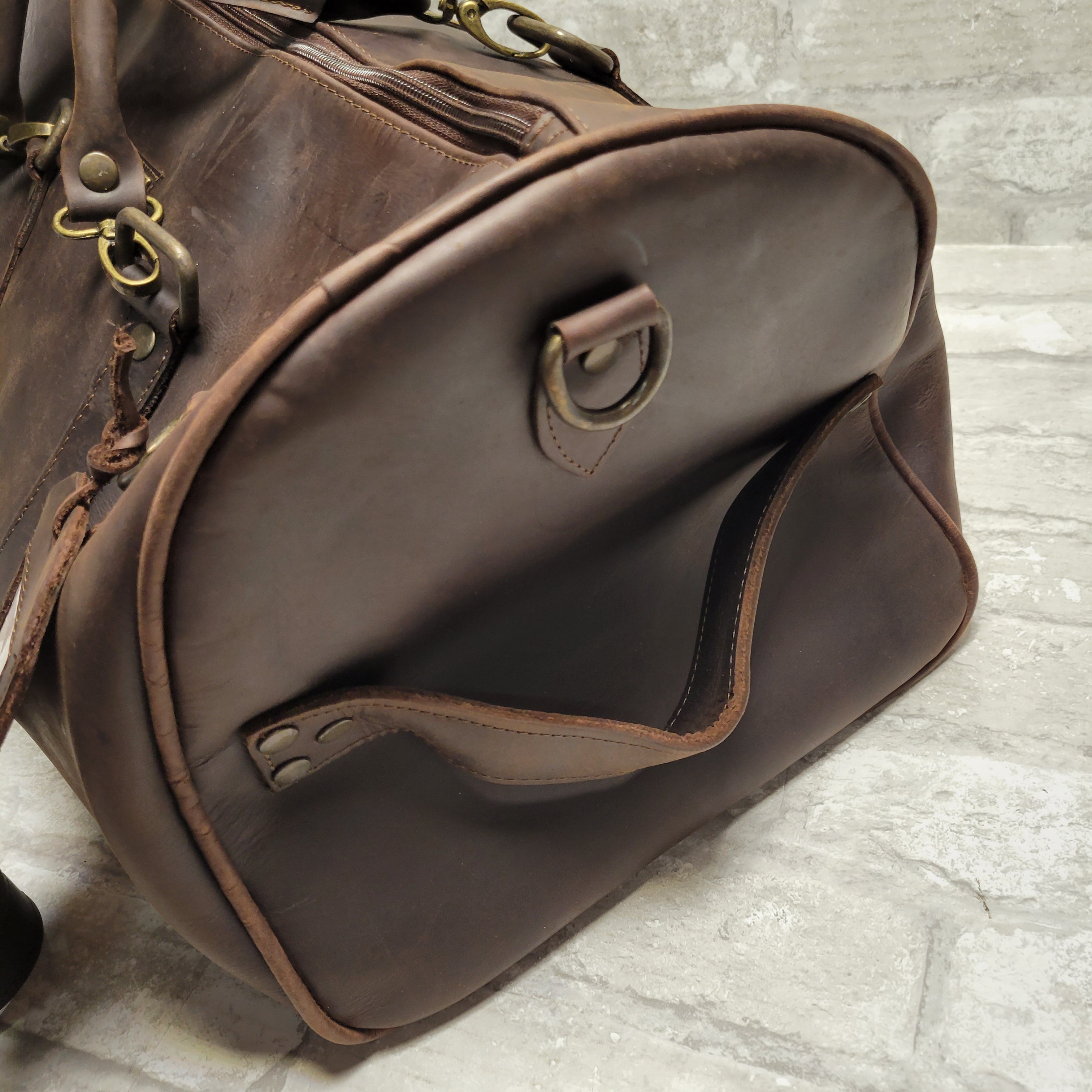 YAYAS Leather Duffel Junior Carry-On Bag, Brown (8041344336110)