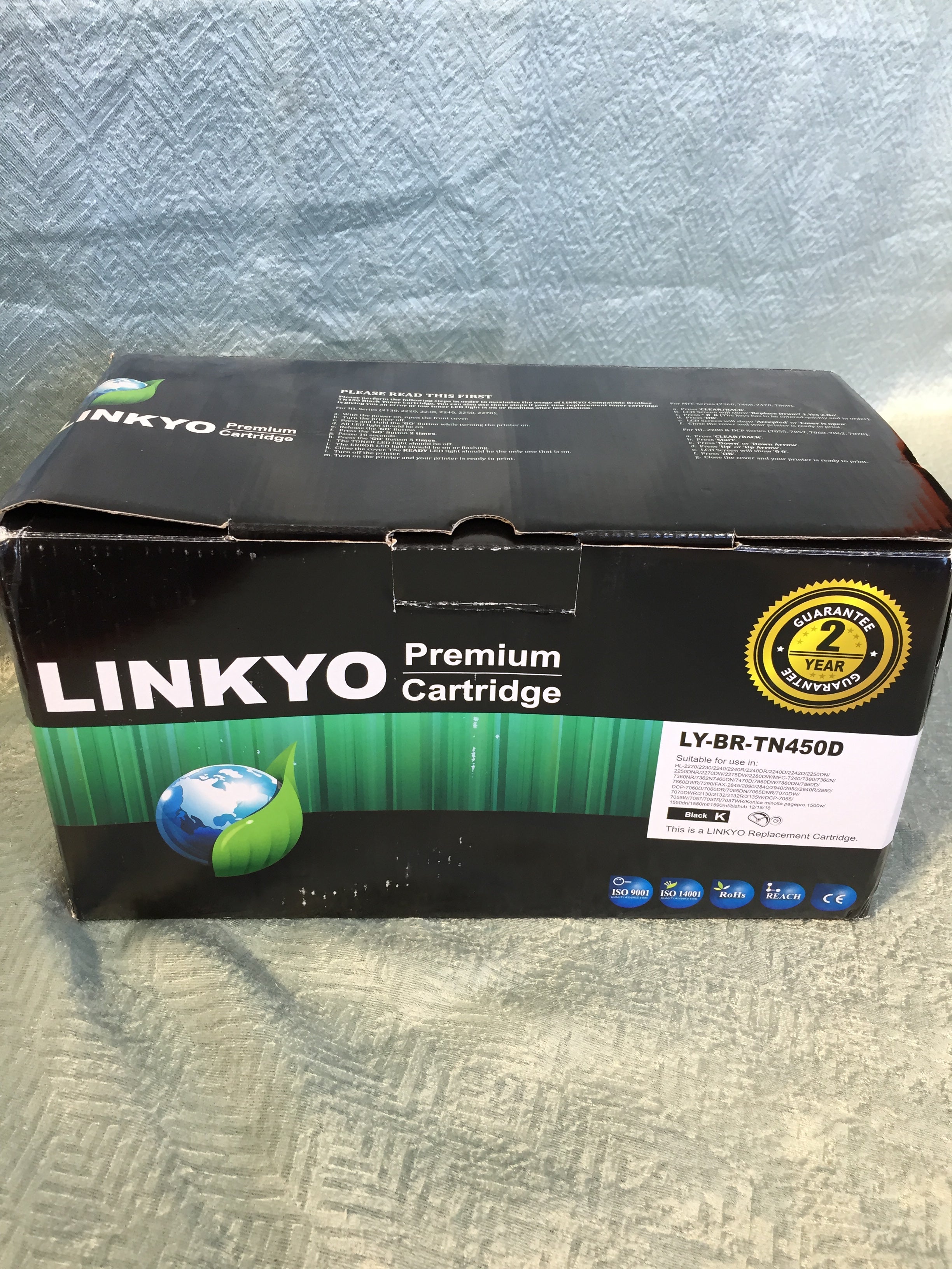 LINKYO Compatible Toner Cartridge for Brother TN450 - Black - 2 Pack (7527896023278)