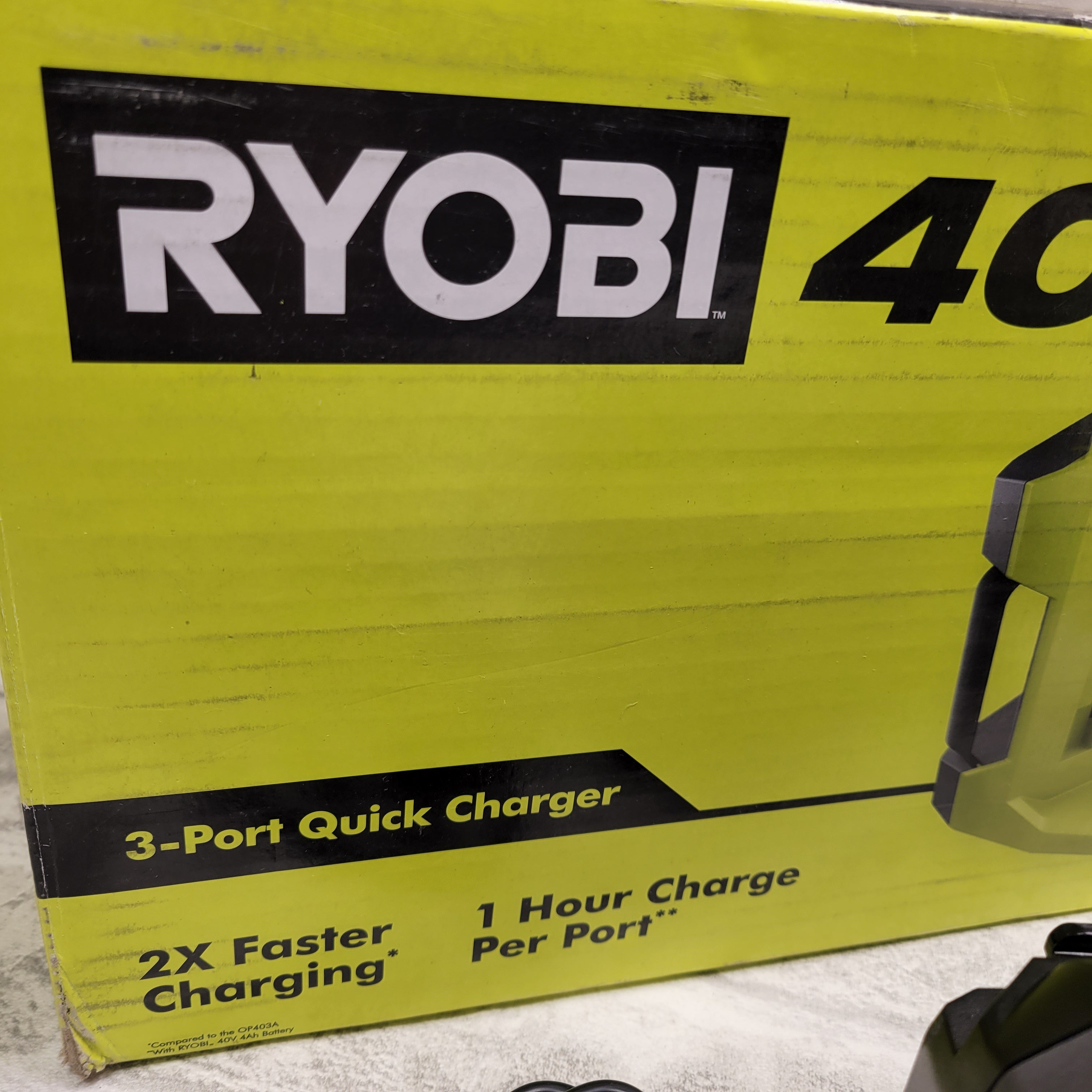 RYOBI - 40V Lithium-Ion 3-Port Charger & (2) 40V 4Ah Batteries (7588016161006)