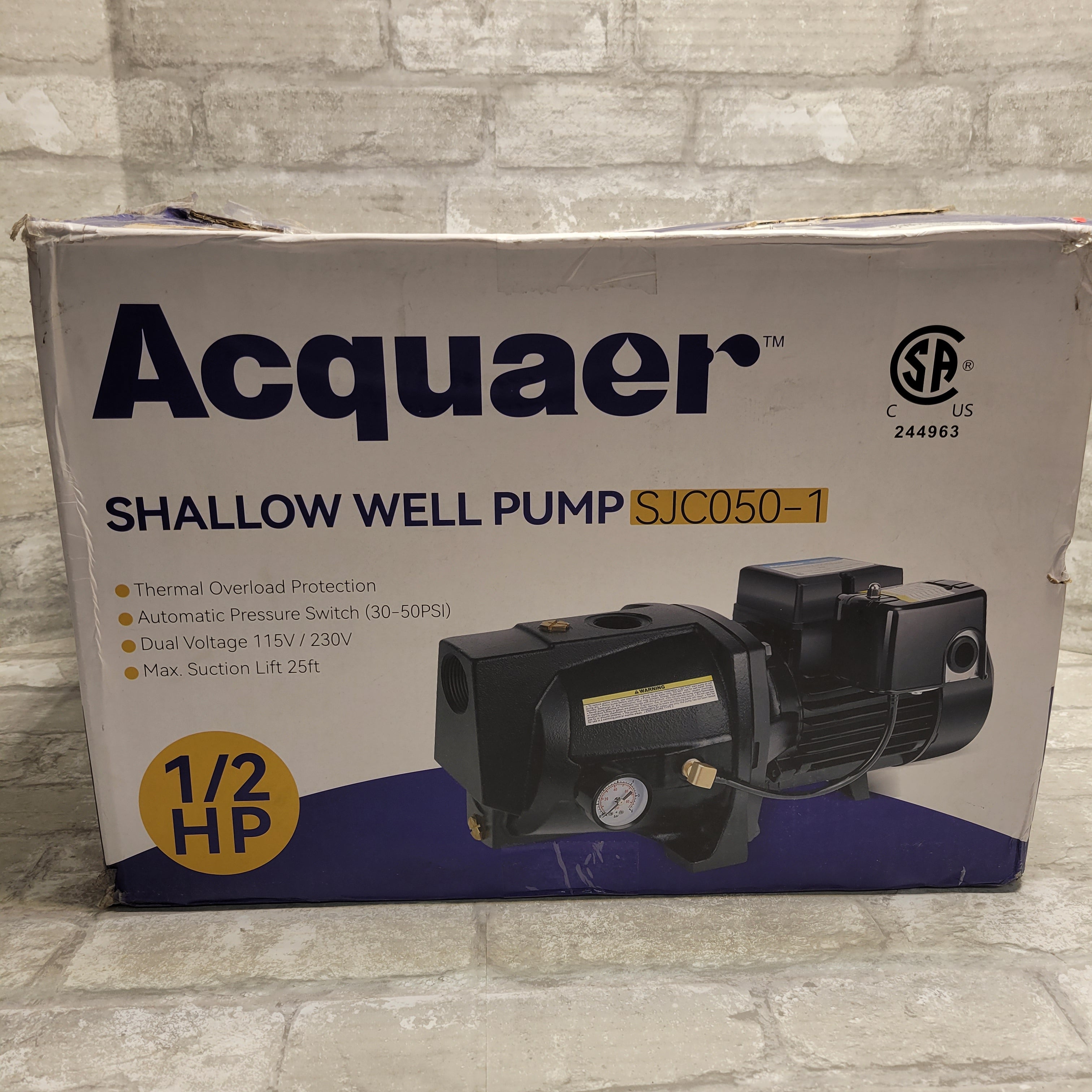 Acquaer 1/2HP Shallow Well Jet Pump, Cast Iron, Well Depth Up to 25ft (8030985912558)