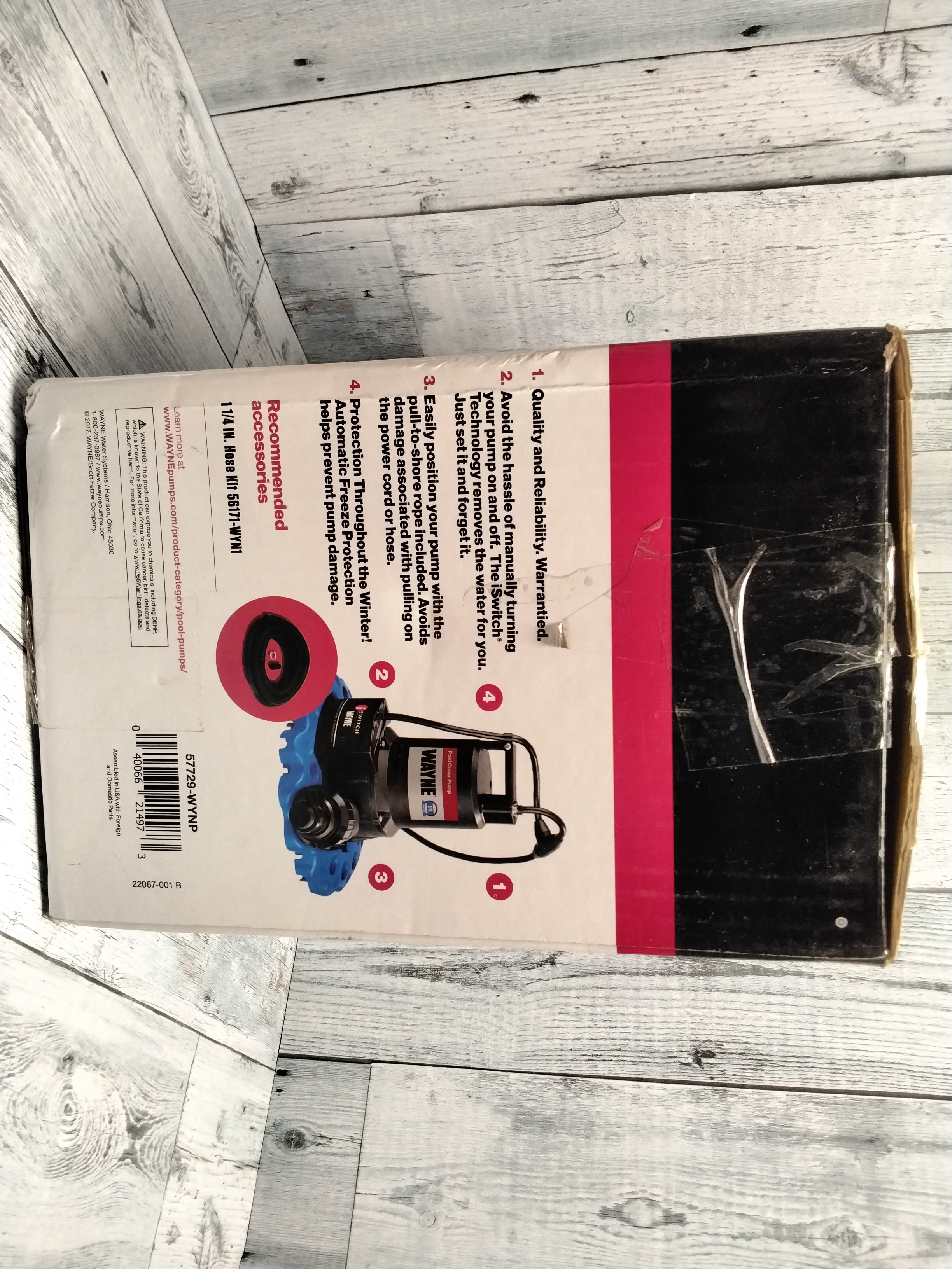 Wayne Pool Cover Pump 1/4 HP 3000 Gallons Per Hour (7913656451310)