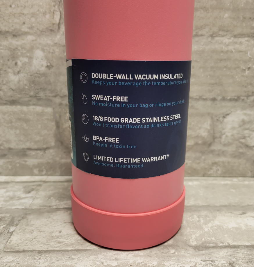 Takeya Actives Insulated Stainless Steel Water Bottle w/ Spout Lid, 32oz, Pink (8017894637806)