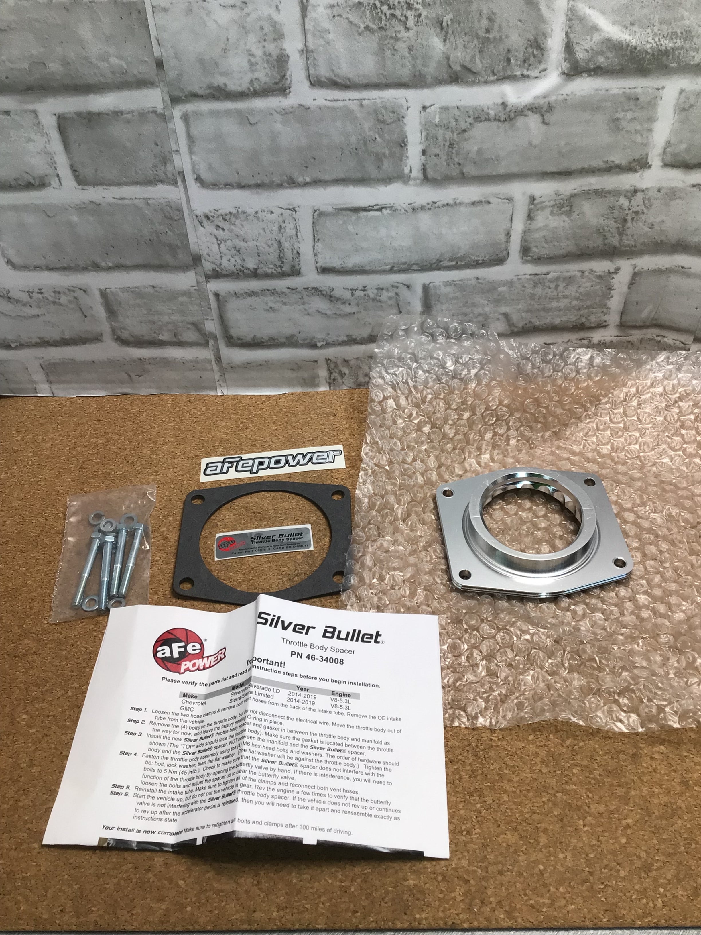 aFe Power Silver Bullet 46-34008 GM Throttle Body Spacer (7938535522542)
