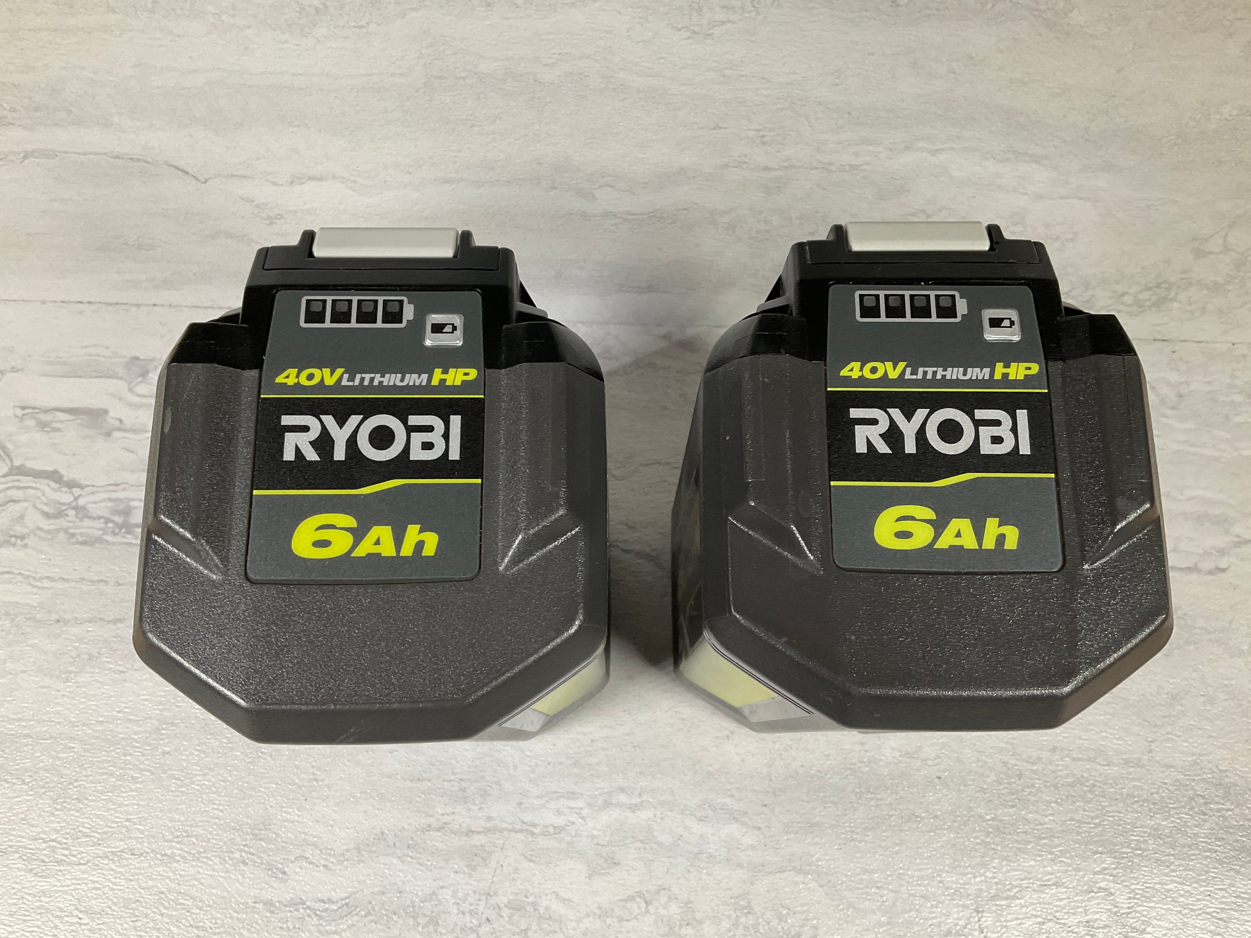 (2) Not Working Ryobi HP 0P40602 40v 6Ah Lithium Batteries, FOR PARTS (7197971316974)