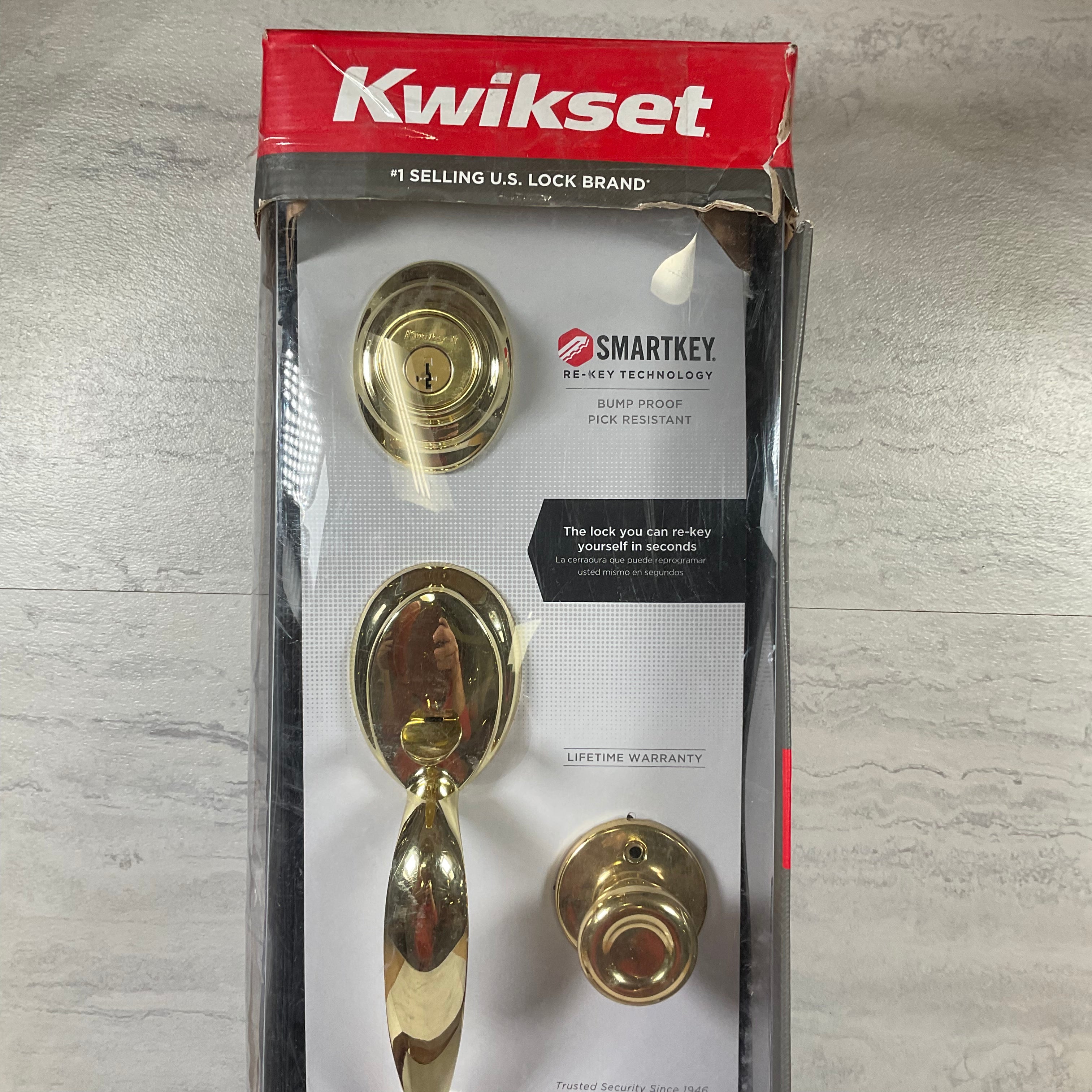 Kwikset Montara Single Cylinder Handleset with Juno Knob-Polished Brass (7345176641774)