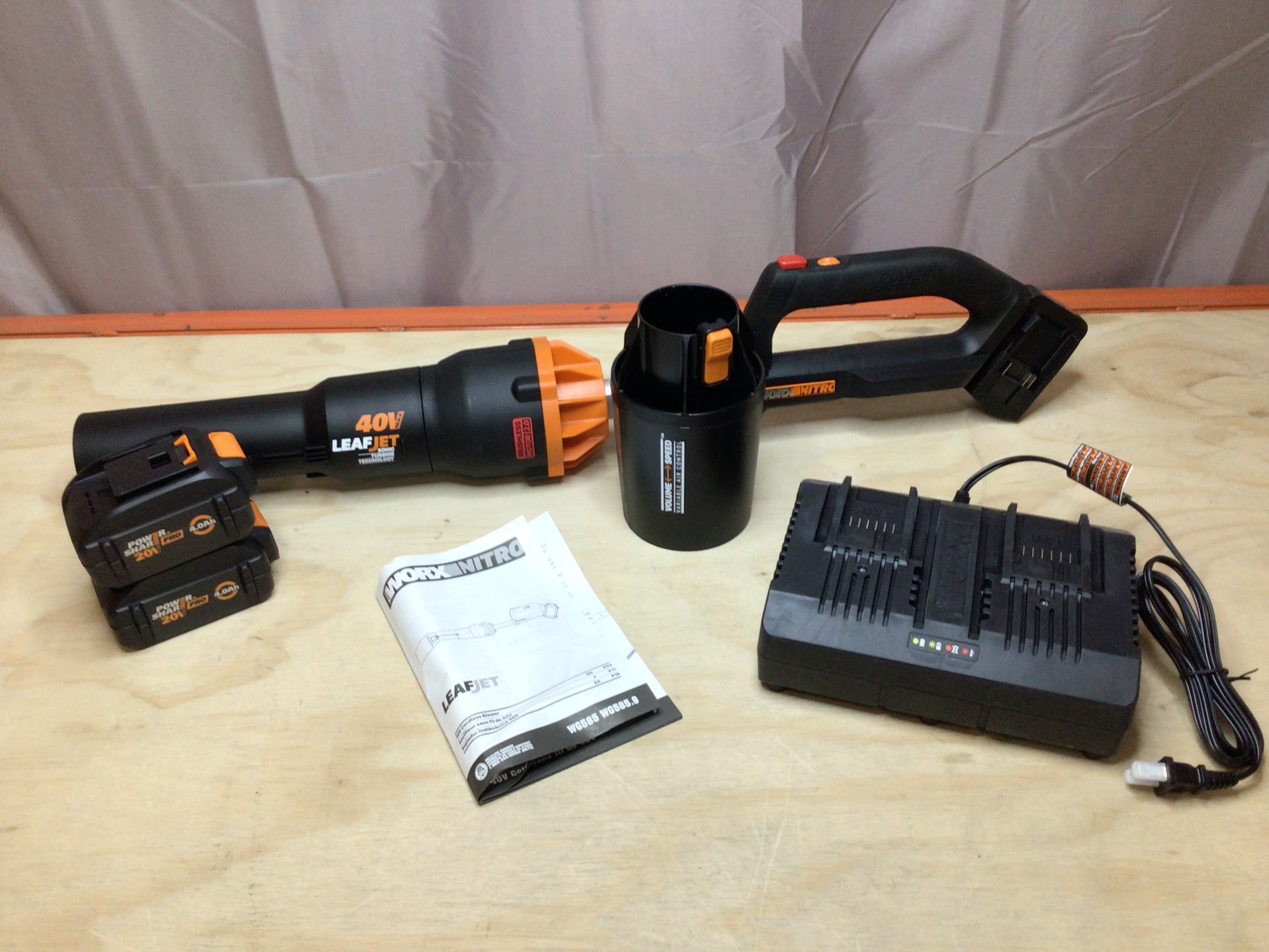 WORX WG585 Nitro 40V Power Share Pro Leafjet Cordless Leaf Blower + 2 Batts Chgr (8115426984174)