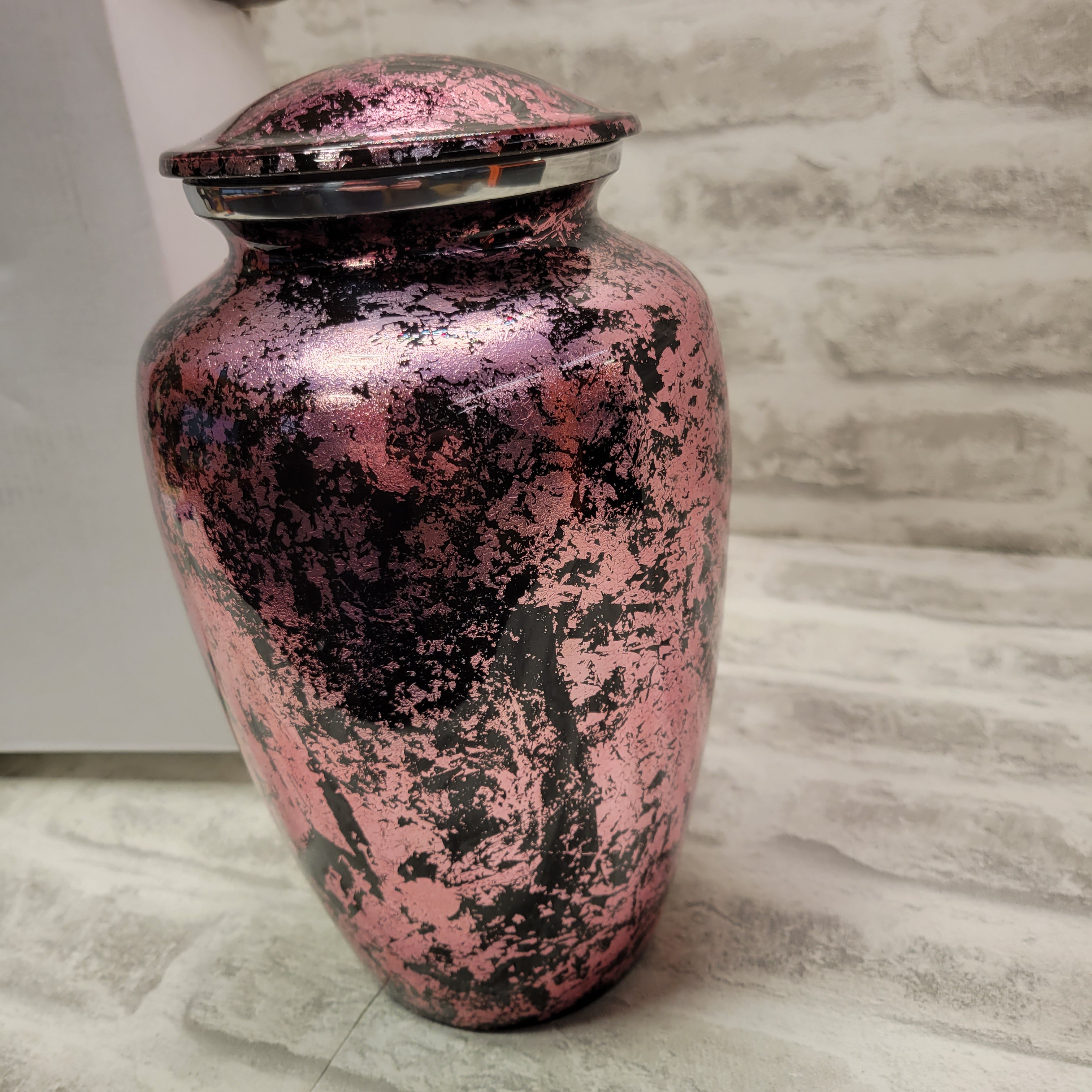 Immortal Memories Handcrafted Pink/Black Shimmer Cremation Urn (7603357384942)