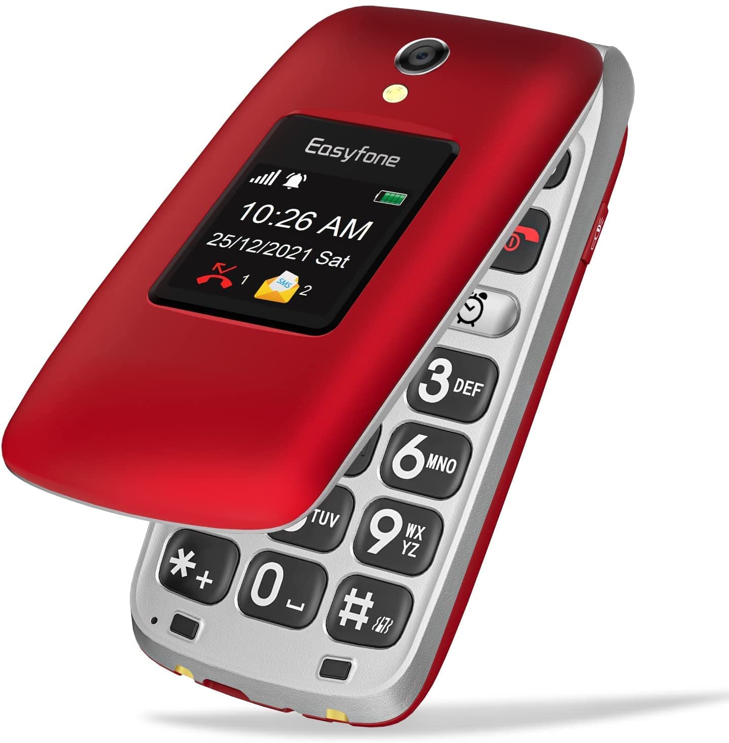 Easyfone Prime-A1 Pro 4G Unlocked Flip Phone with Charging Dock (Red) (7753134637294)