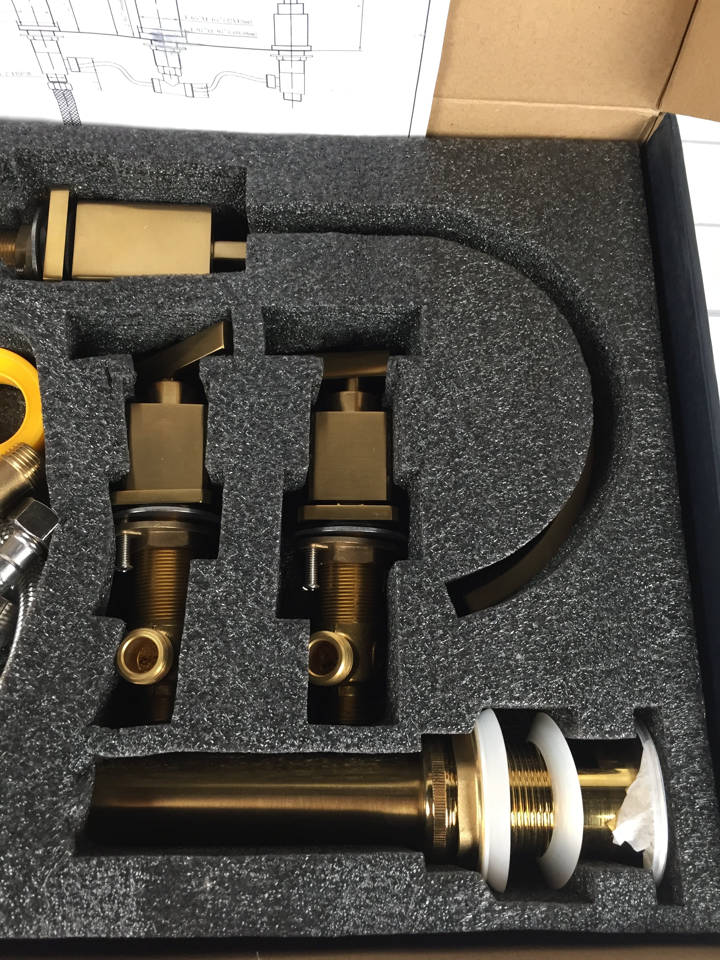 WorbWay Bathroom Faucet Gold, 2 Lever Handle 8 inch Widespread with Pop-Up Drain (6957649264823)
