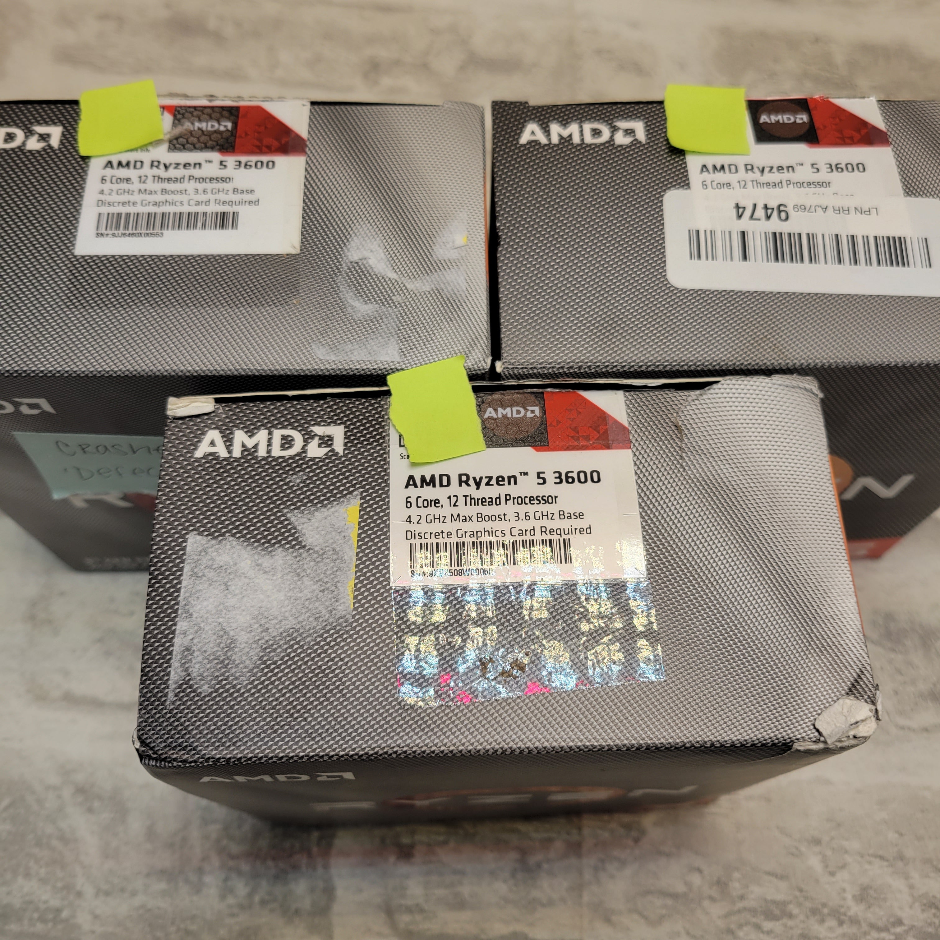 *FOR PARTS* Lot of 3, AMD Ryzen 5 3600 6-Core, 12-Thread Unlocked Processors (7885877182702)
