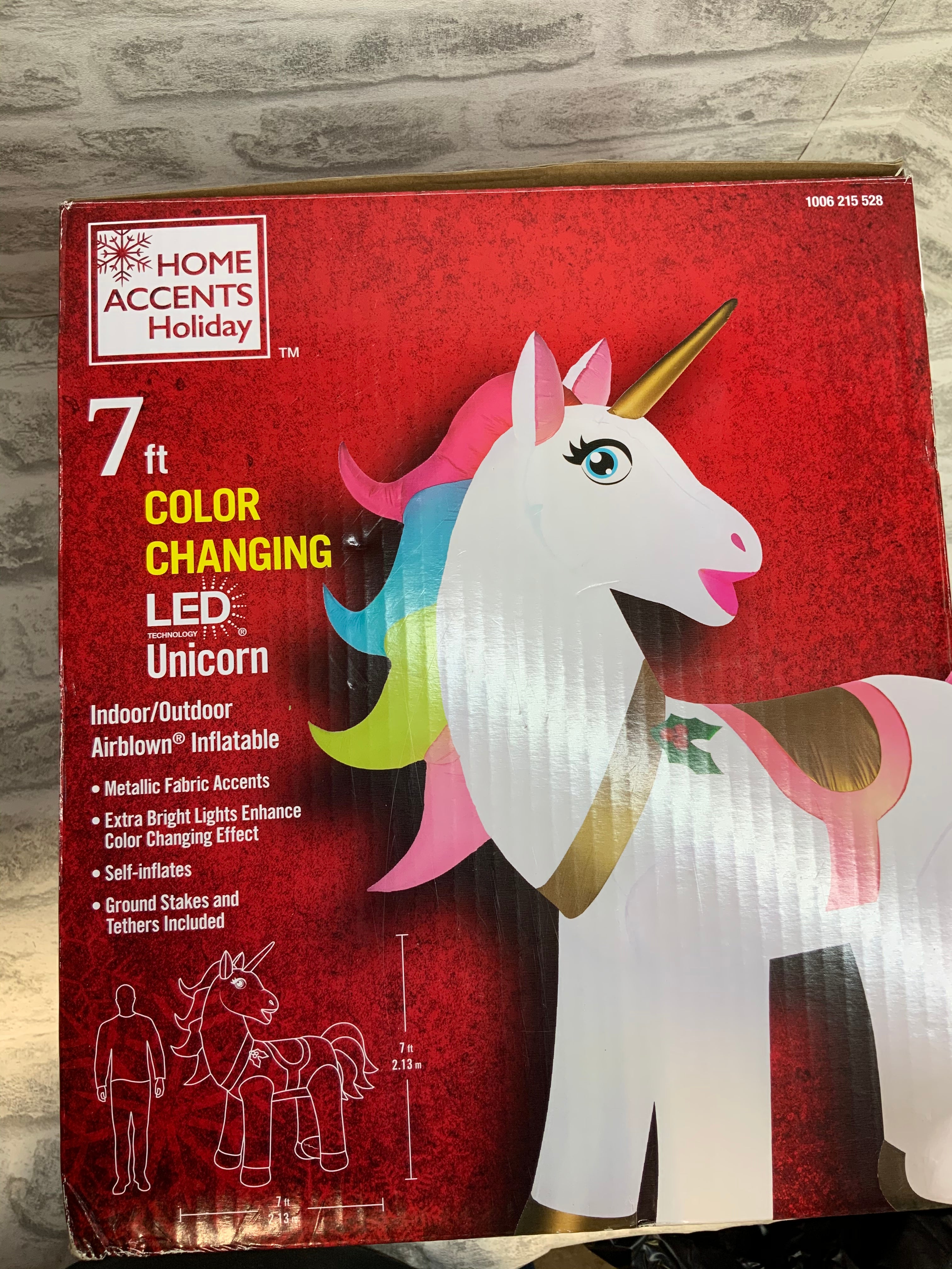 7 ft. Pre-Lit LED Lightshow Plush Color Changing Unicorn Christmas Inflatable (7495183728878)