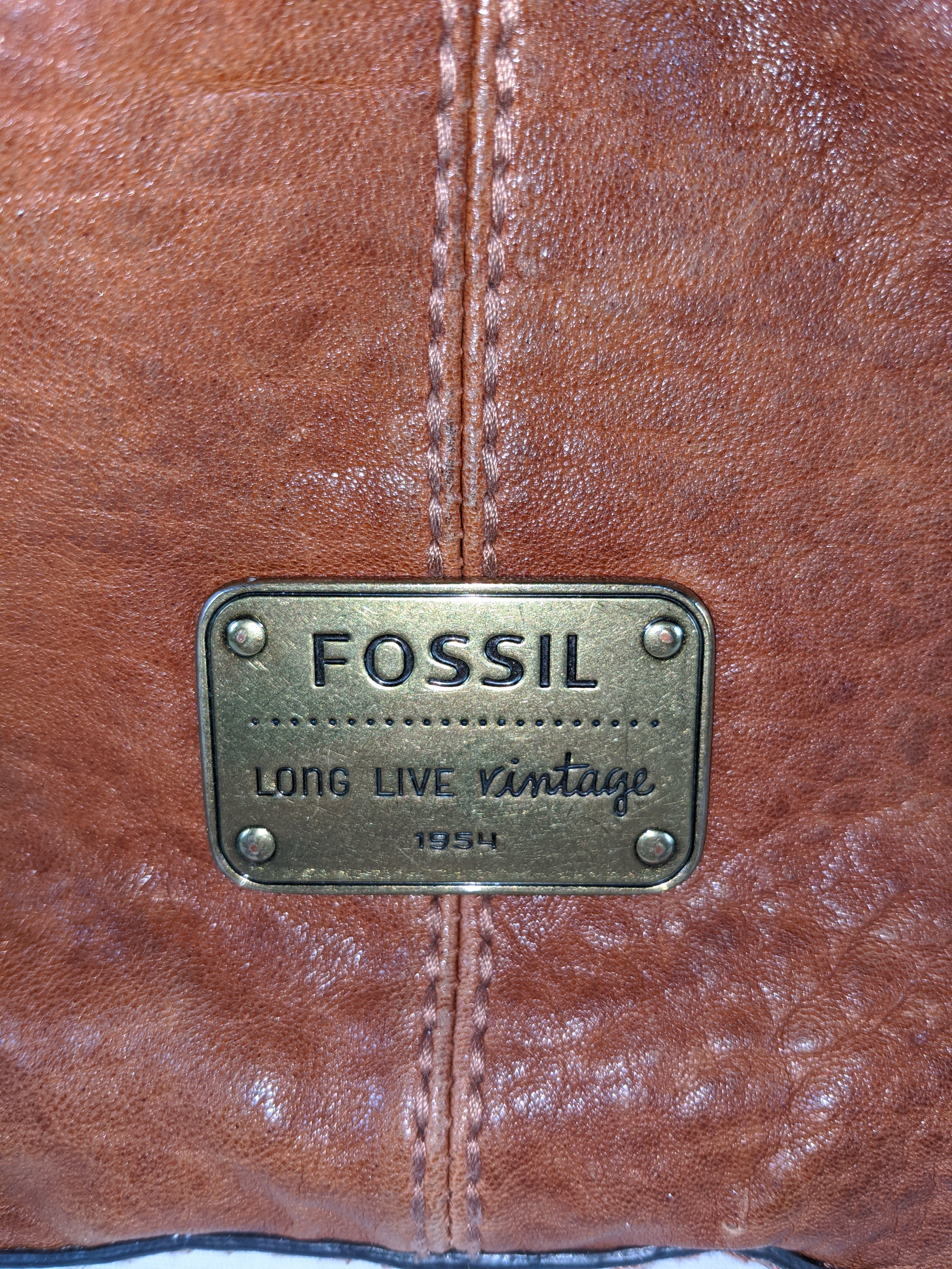 Fossil Brown Leather Foldover Crossbody (6925913555127)