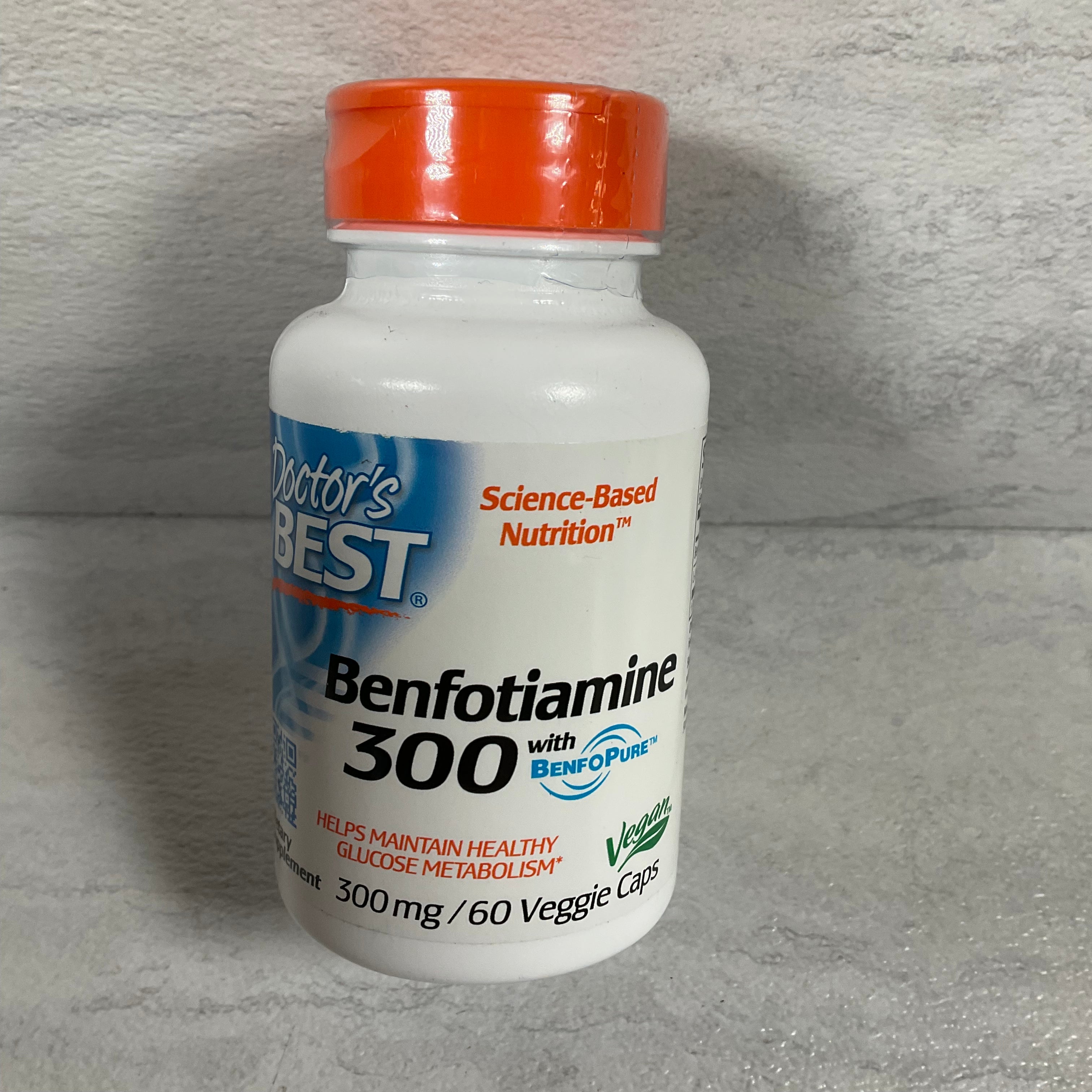 Doctor's Best, Benfotiamine w/ BenfoPure, 300 mg, 60 Veggie Caps, EXP 4/2024 (7328648364270)
