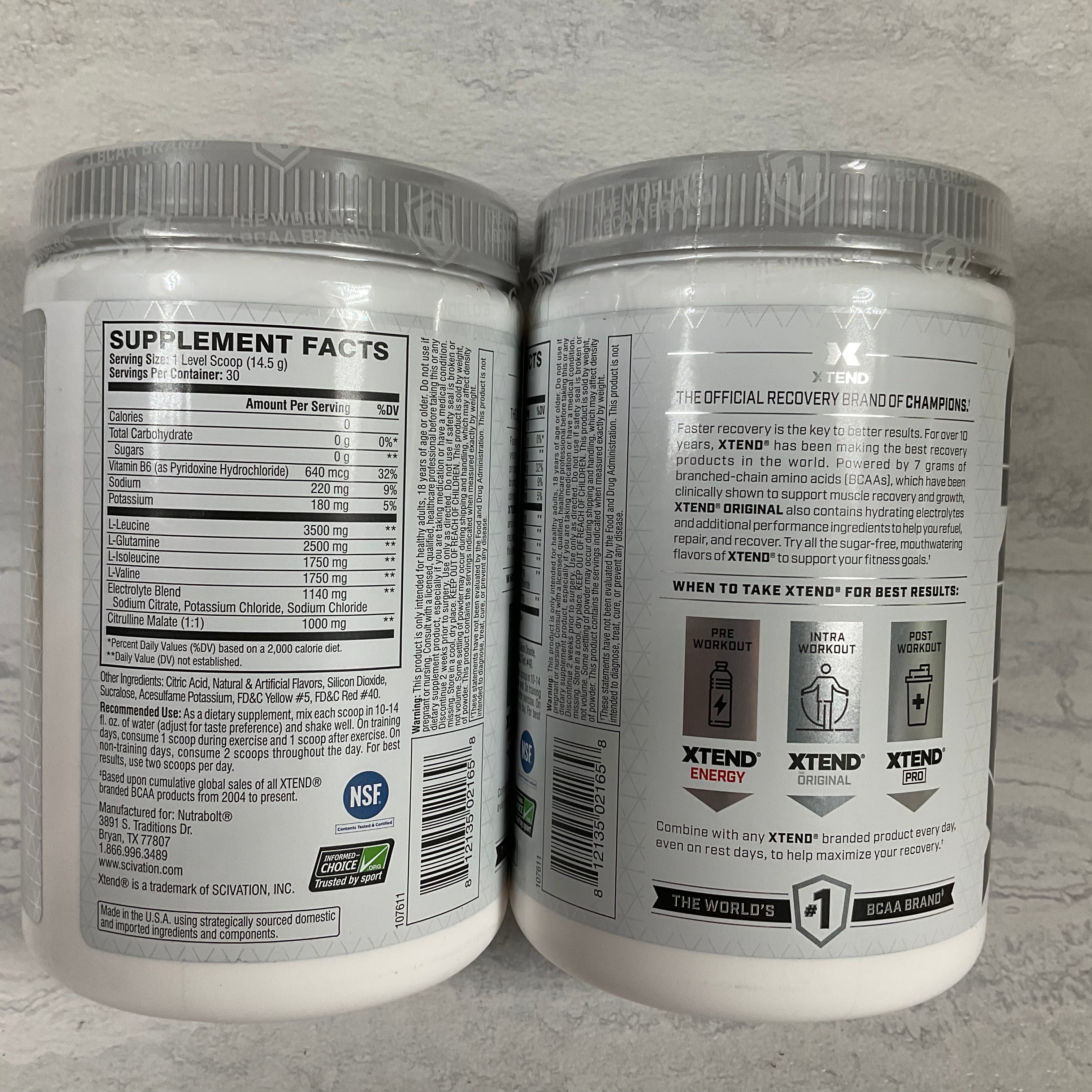 (2) XTEND Original BCAA Powder Italian Blood Orange, 30 Servings EXP 4/22 (7199694651630)