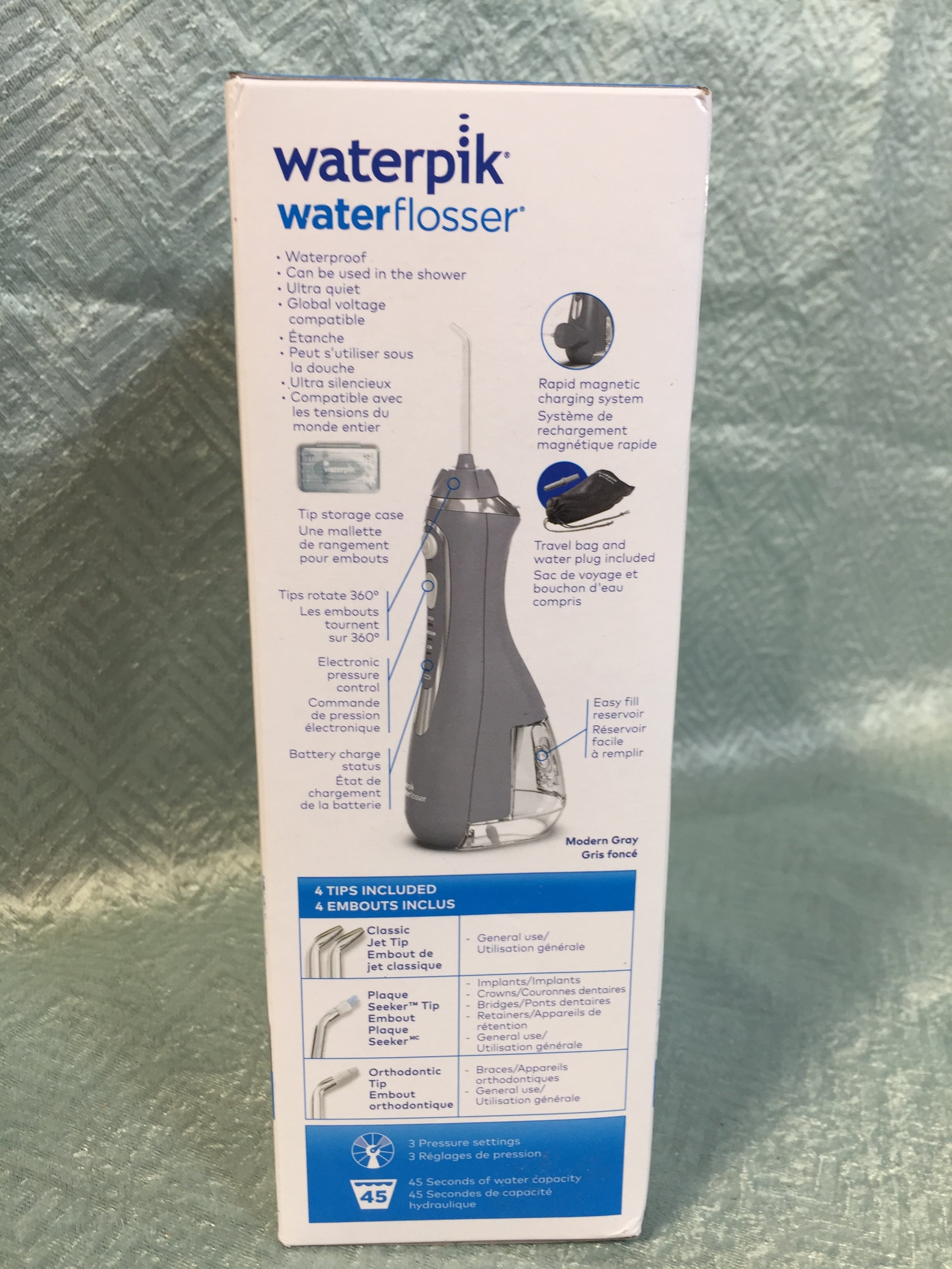 Waterpik Cordless Advanced Water Flosser Portable, Waterproof, Gray WP-567 (7740287877358)