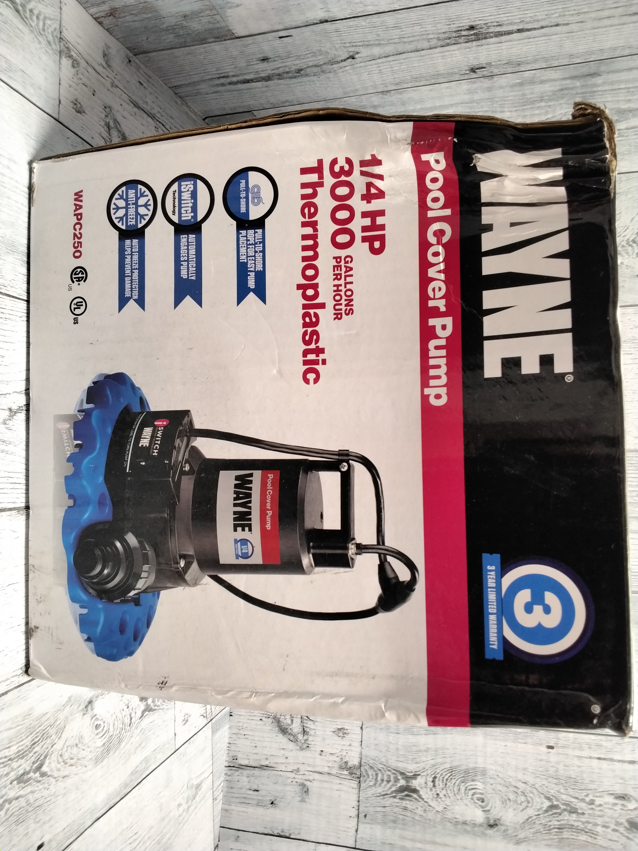 Wayne Pool Cover Pump 1/4 HP 3000 Gallons Per Hour