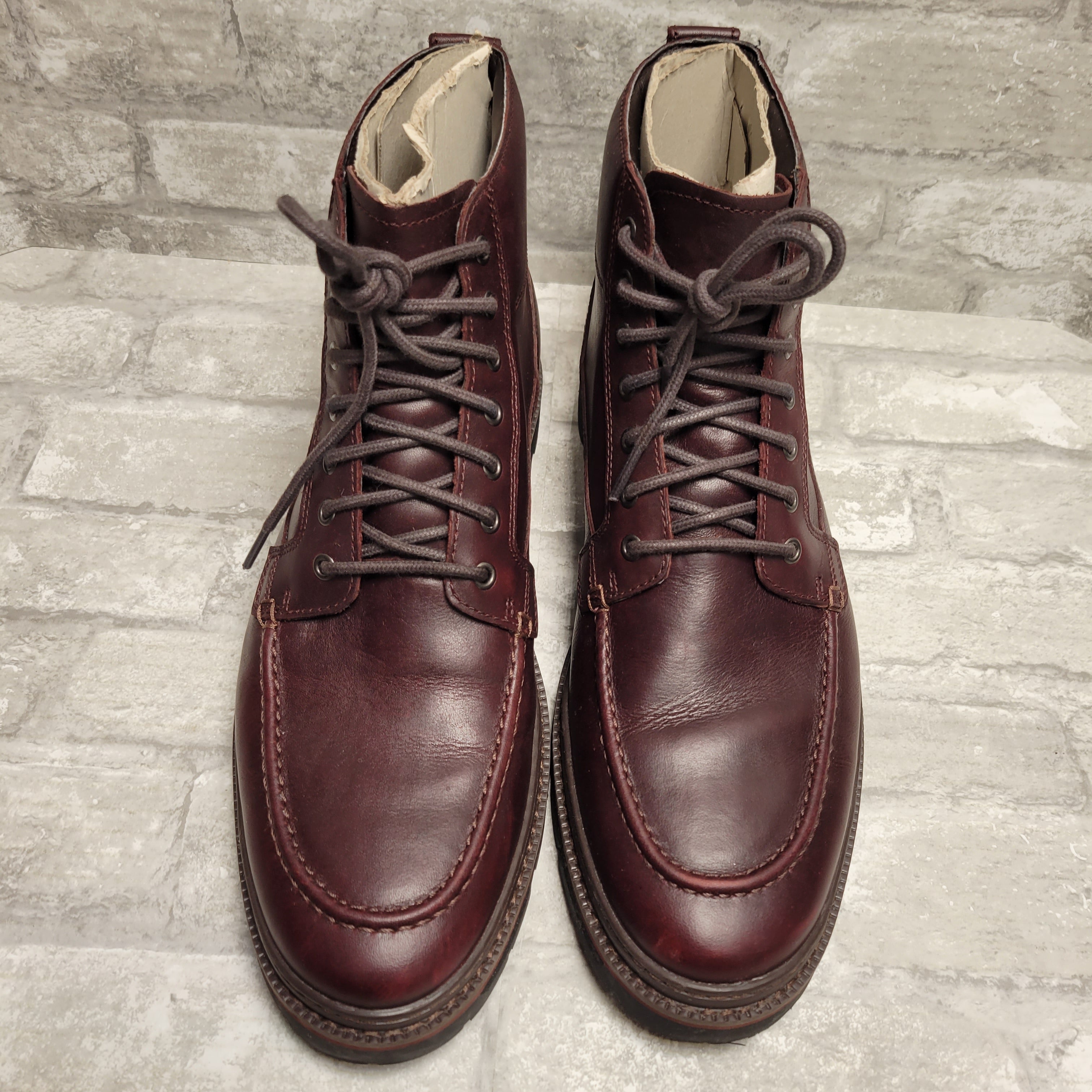 Timberland Port Union Waterproof Moc Toe Burgundy Boot A28ZZ, Men's Size 9.5 (8069367726318)