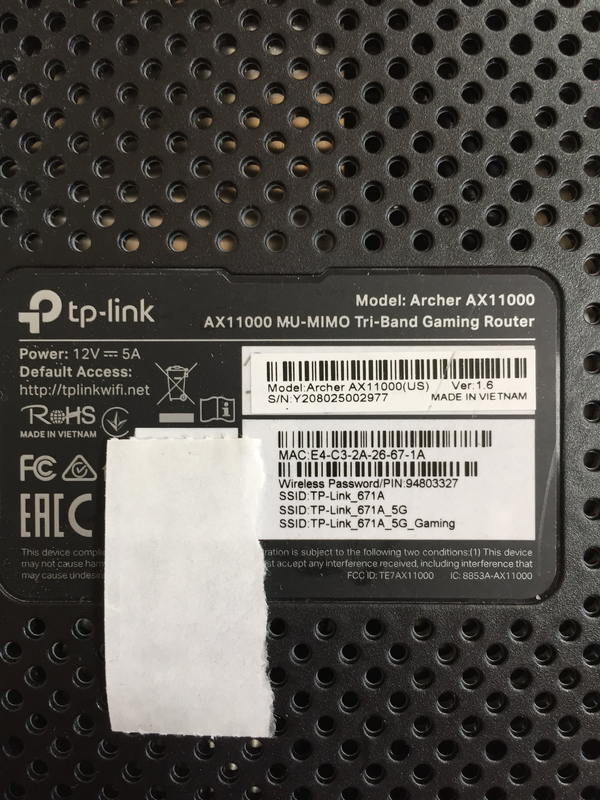 TP-Link Archer AX11000 Tri-Band Wi-Fi 6 Router (7712470335726)