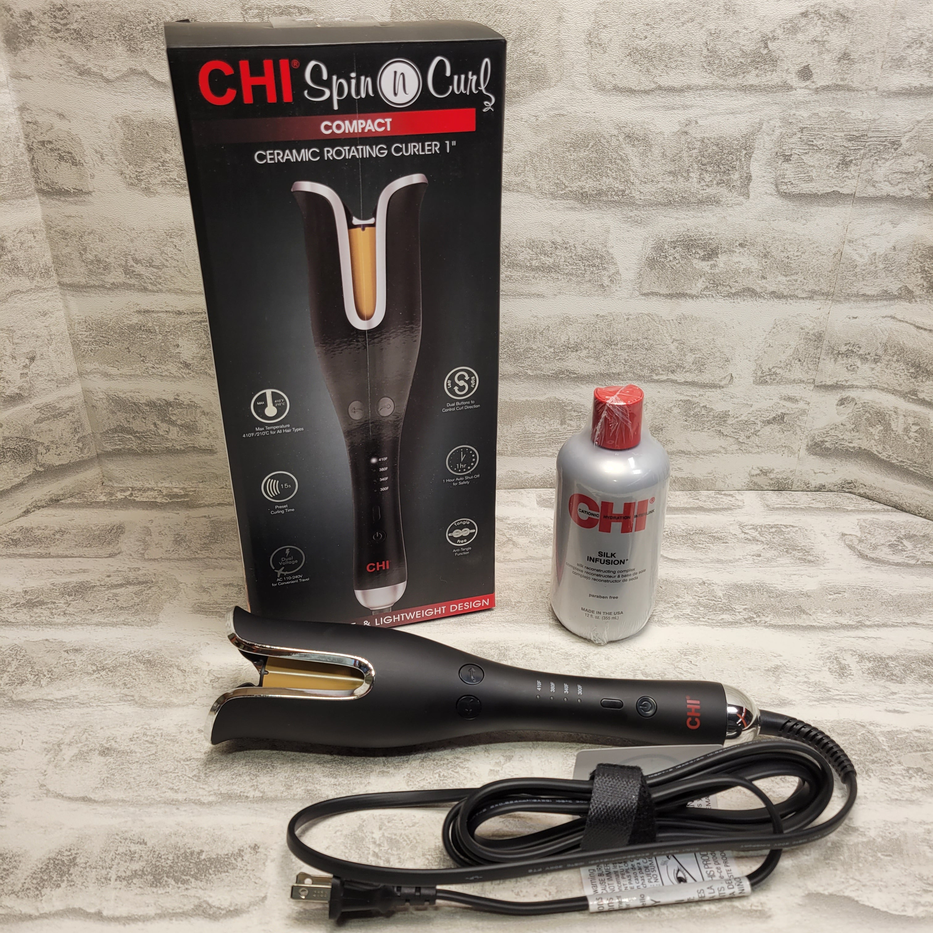 CHI Spin N Curl Curling Iron & Chi Silk Infusion Kit (7537172119790)