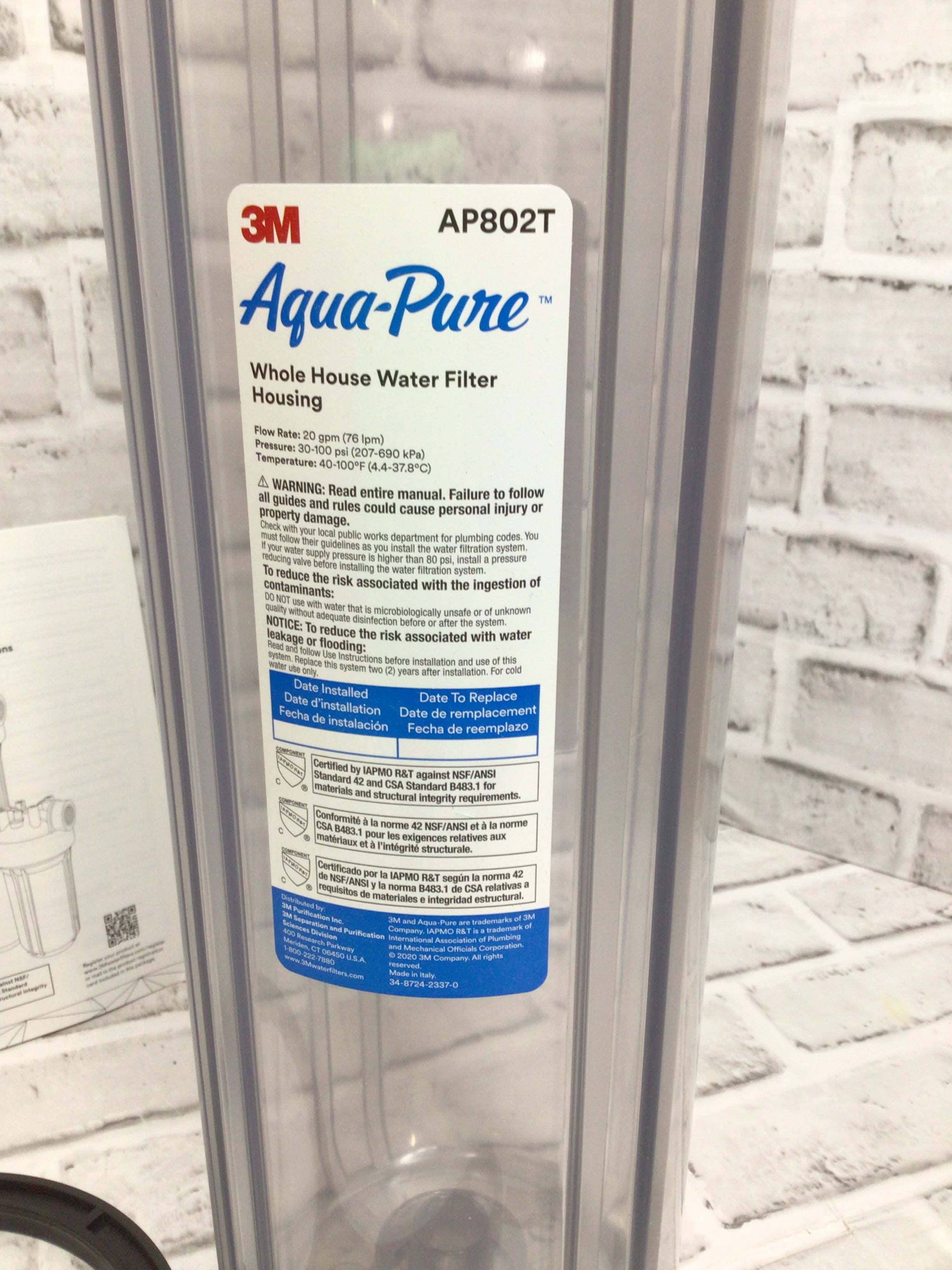 3M Aqua-Pure AP800 Series Whole House Filter Housing AP802T (8097256833262)