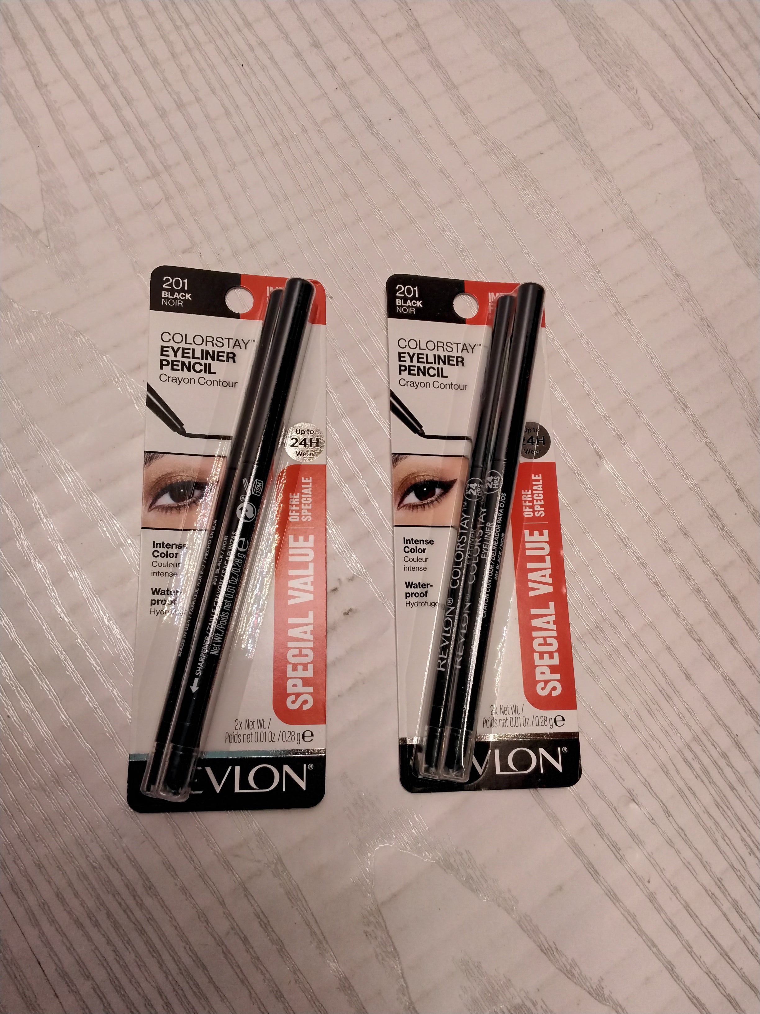 2 PACKS OF 2 Revlon ColorStay Pencil Eyeliner with Ultra-Fine Tip, 201 Black (7923791298798)