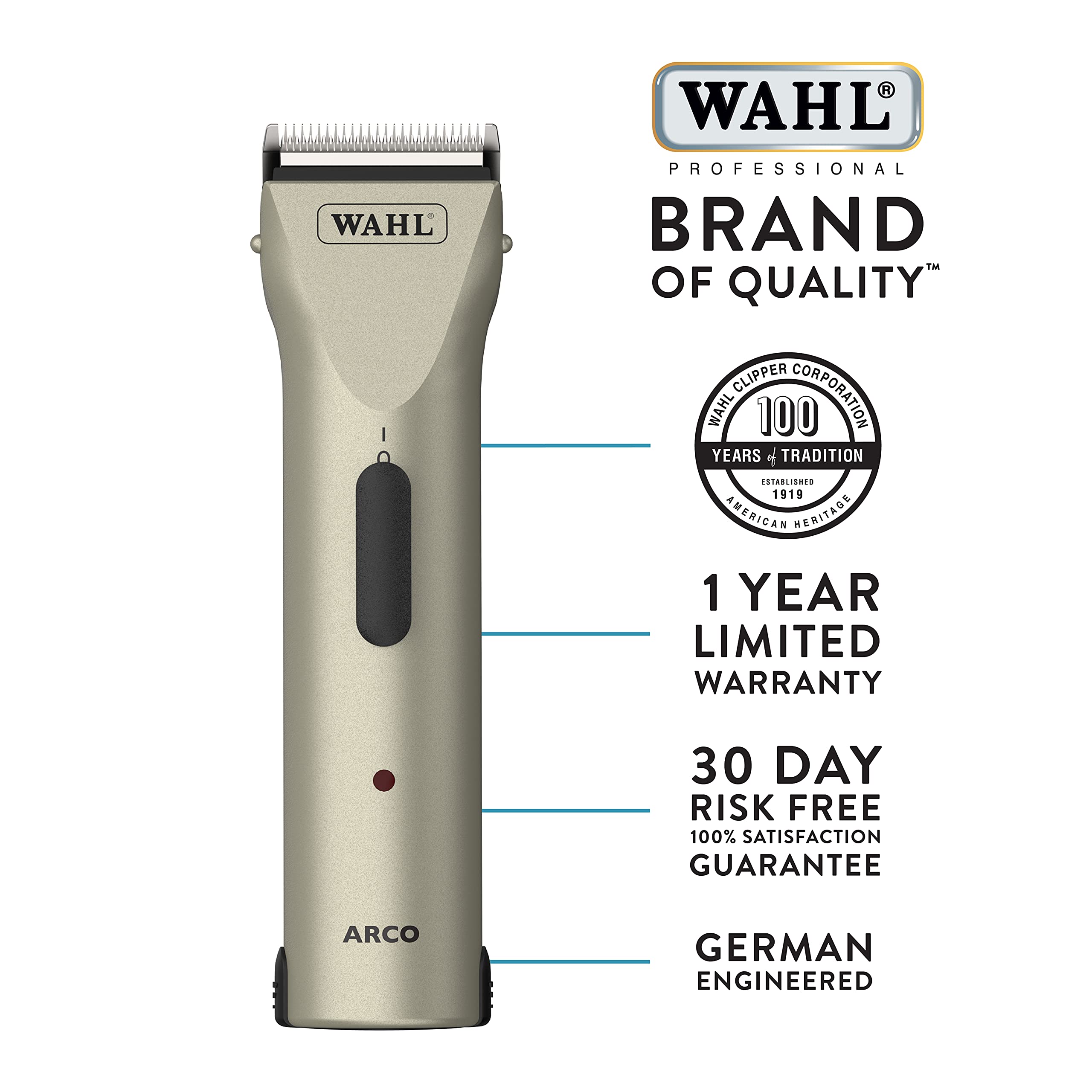 Wahl Professional Animal Arco Pet Cordless Clipper Kit, Champagne (#8786-452) (8026829717742)