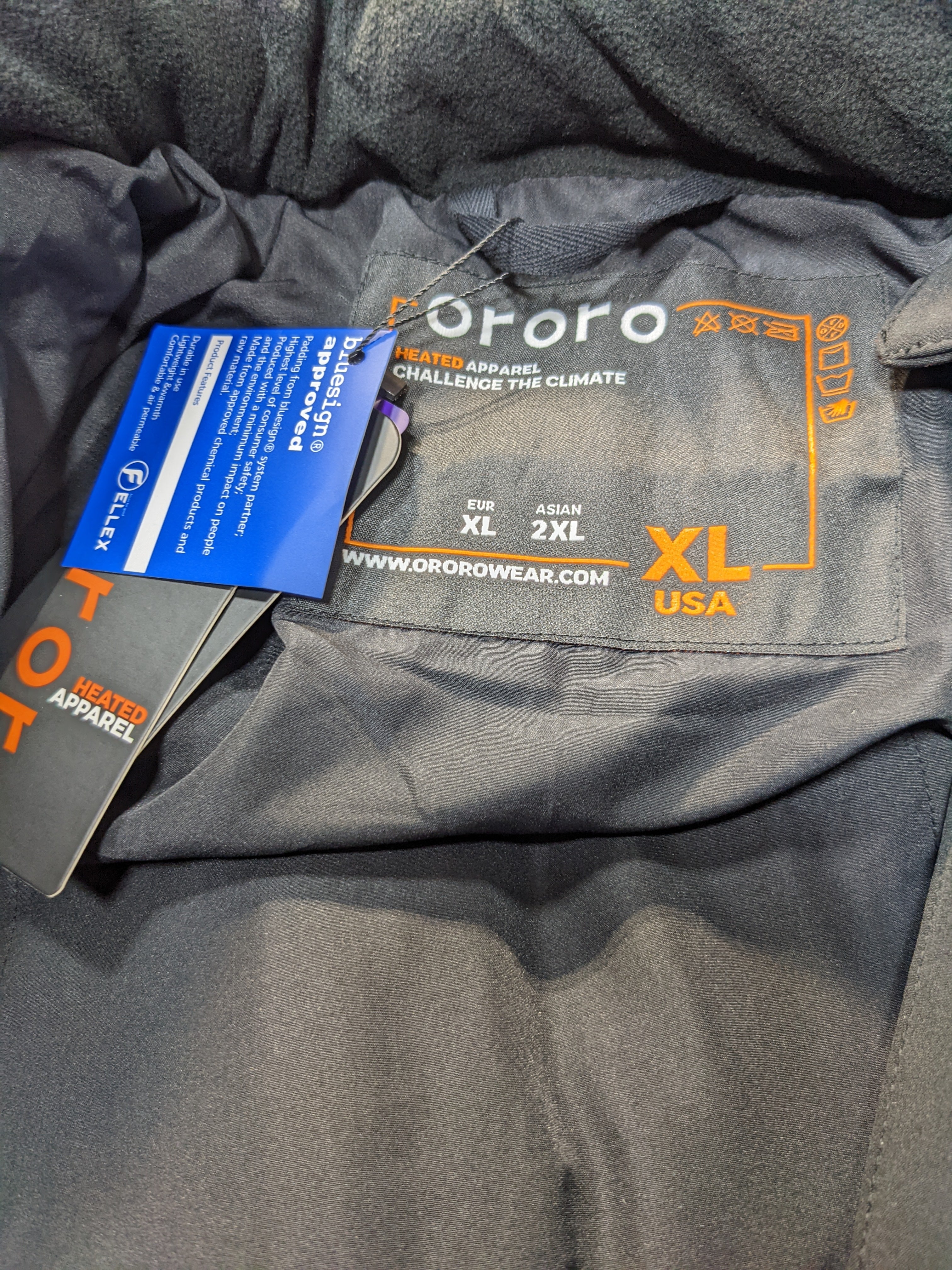 Ororo Mens Heated Jacket XL Black (7591856734446)