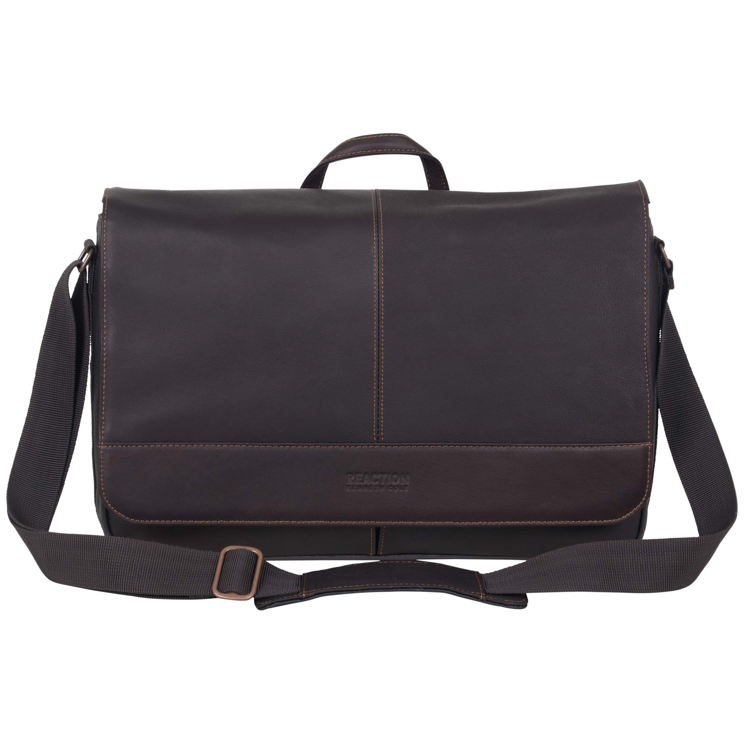 Kenneth Cole Reaction Come Bag Soon - Colombian Leather Laptop & iPad Messenger, Brown (7763051348206)