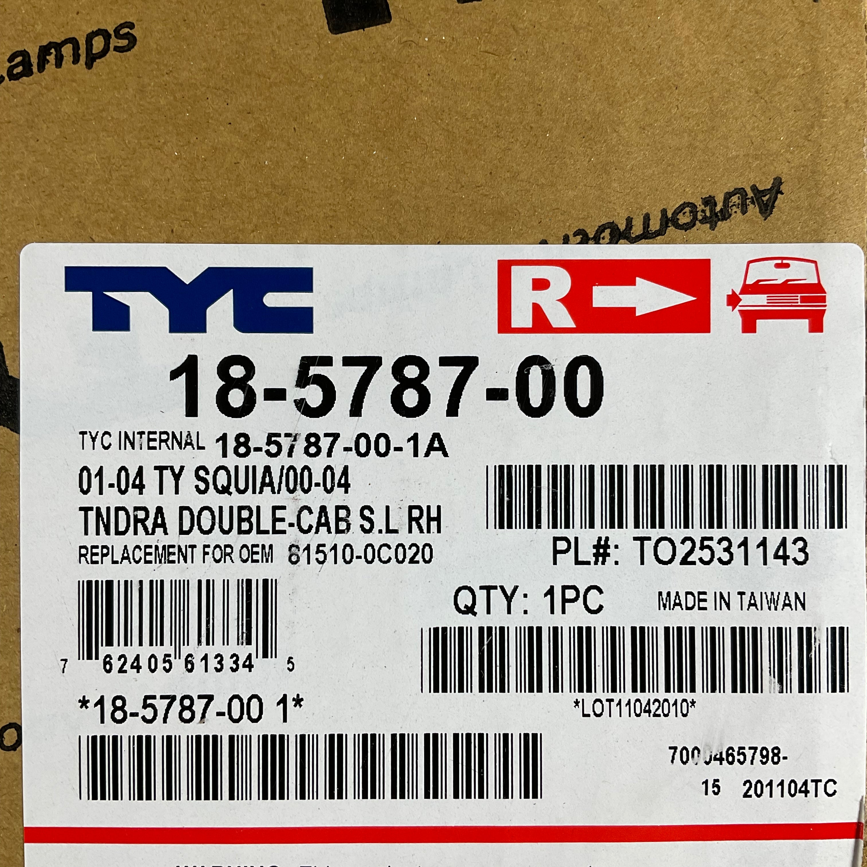 TYC 18-5787-00 Compatible-TOYOTA Sequoia Passenger Side Replacement Signal Lamp (7340749488366)