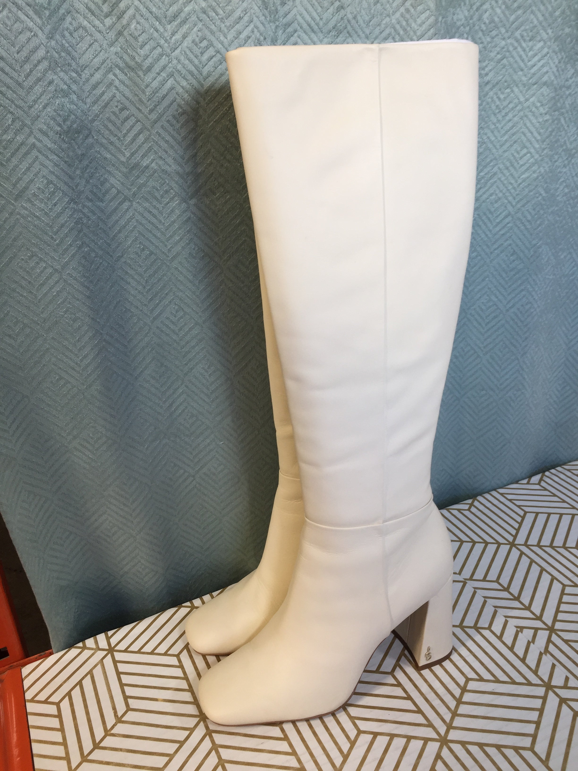 Sam Edelman Women's Clarem Knee High Boots - Ivory White (7776210288878)