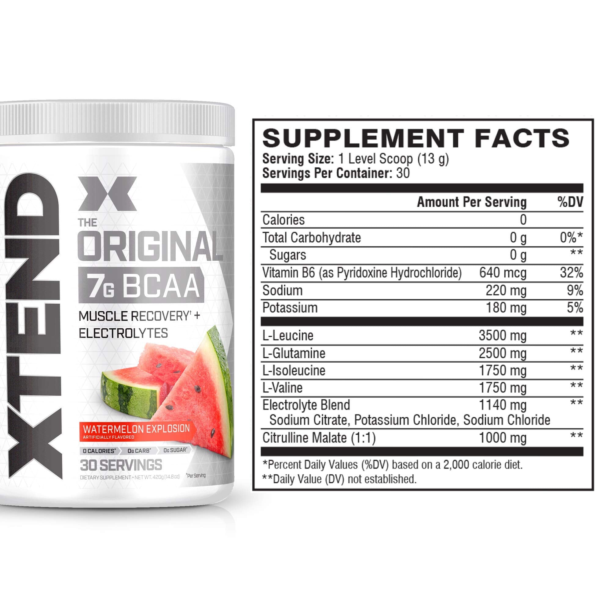 XTEND Original BCAA Powder Watermelon Explosion Post Workout Drink - 30 Servings (7515451850990)