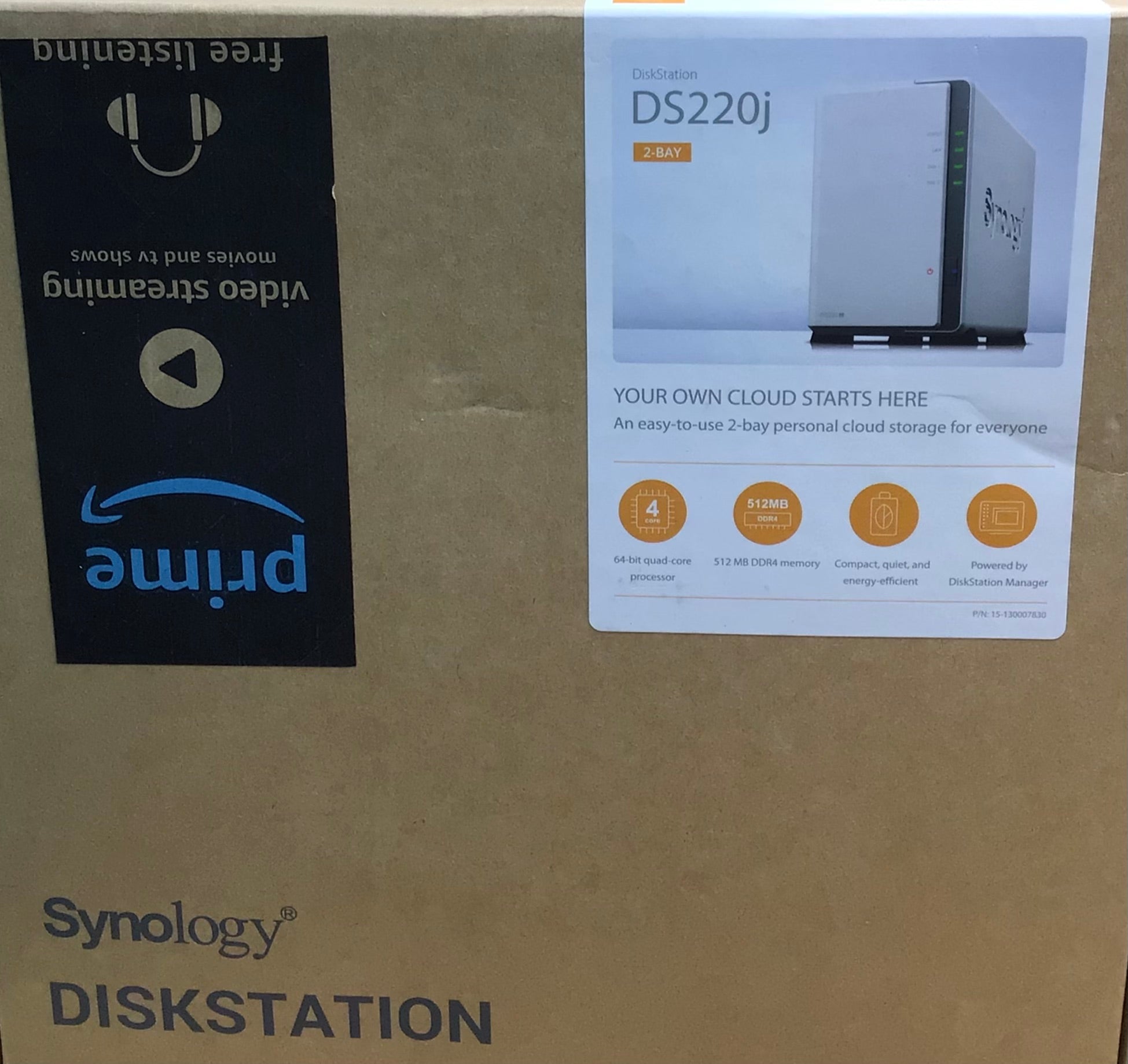 Synology 2 bay NAS DiskStation DS220j (Diskless), 2-bay; 512MB DDR4 (7876376887534)