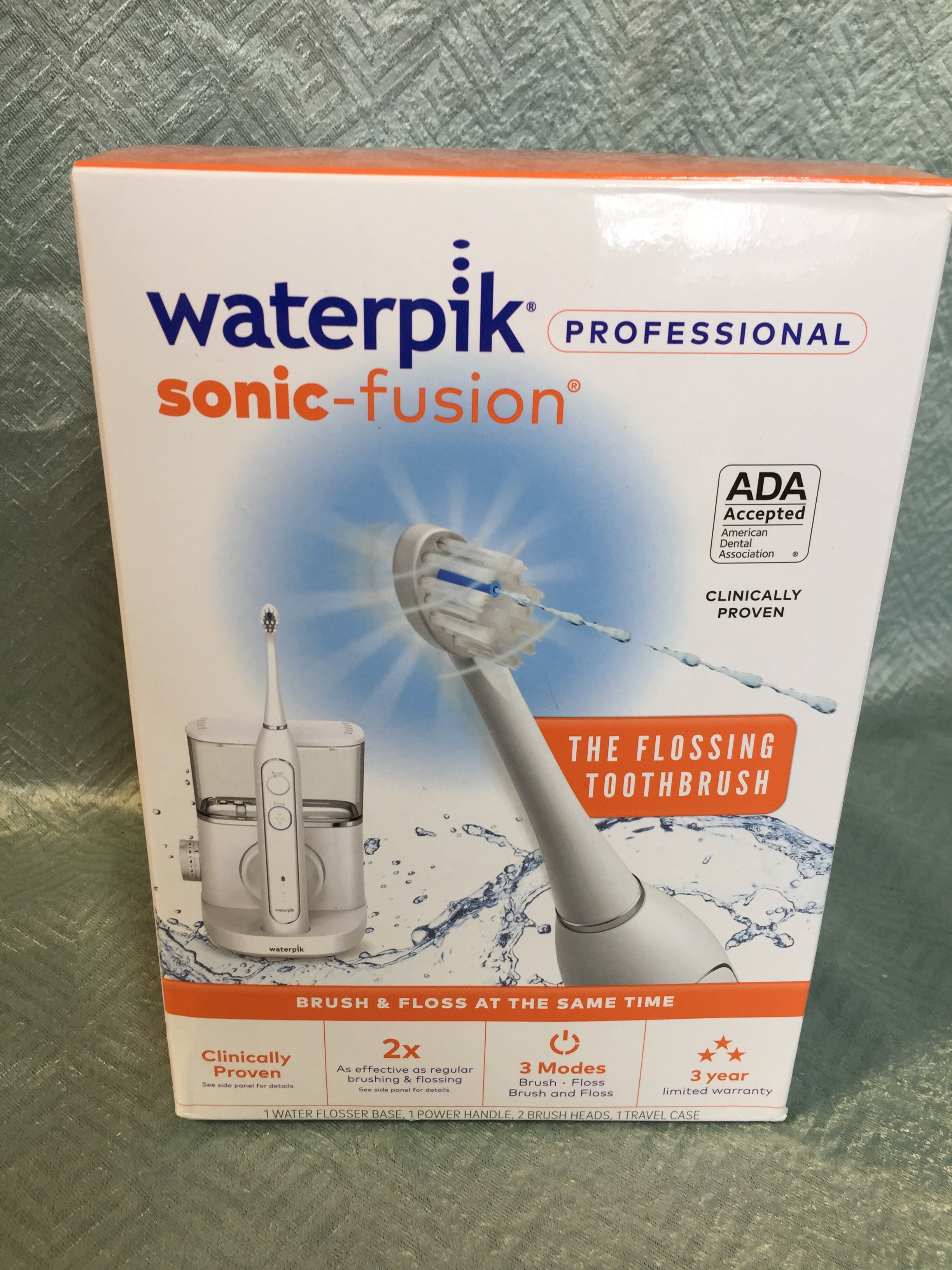 Waterpik Sonic-Fusion Professional Flossing, Electric Toothbrush & Water Flosser Combo in One, SF-02, White (7532396839150)