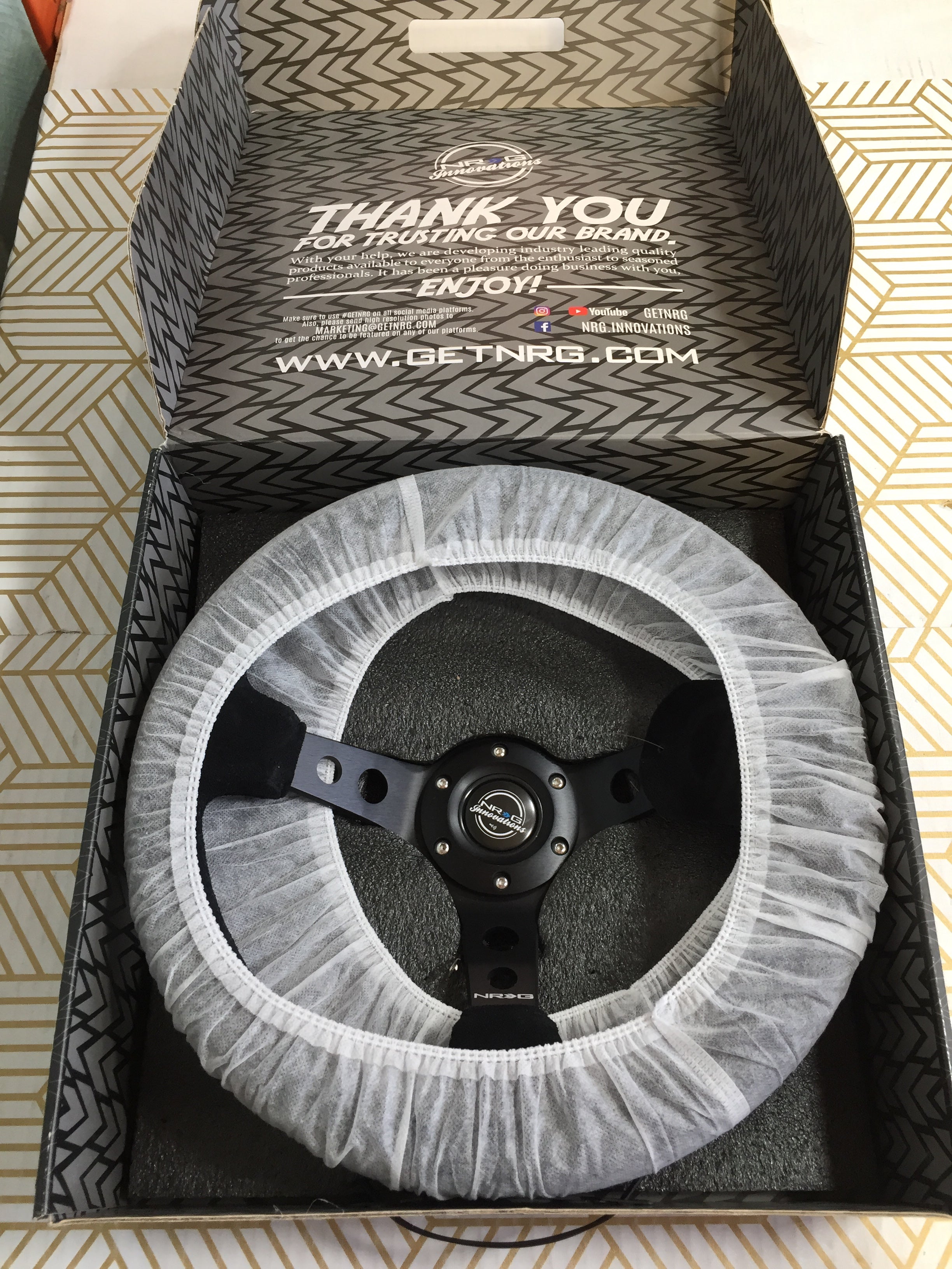 NRG Innovations Steering Wheel Deep Dish 350mm 13.78in Black Suede w/ Spokes (7926199714030)