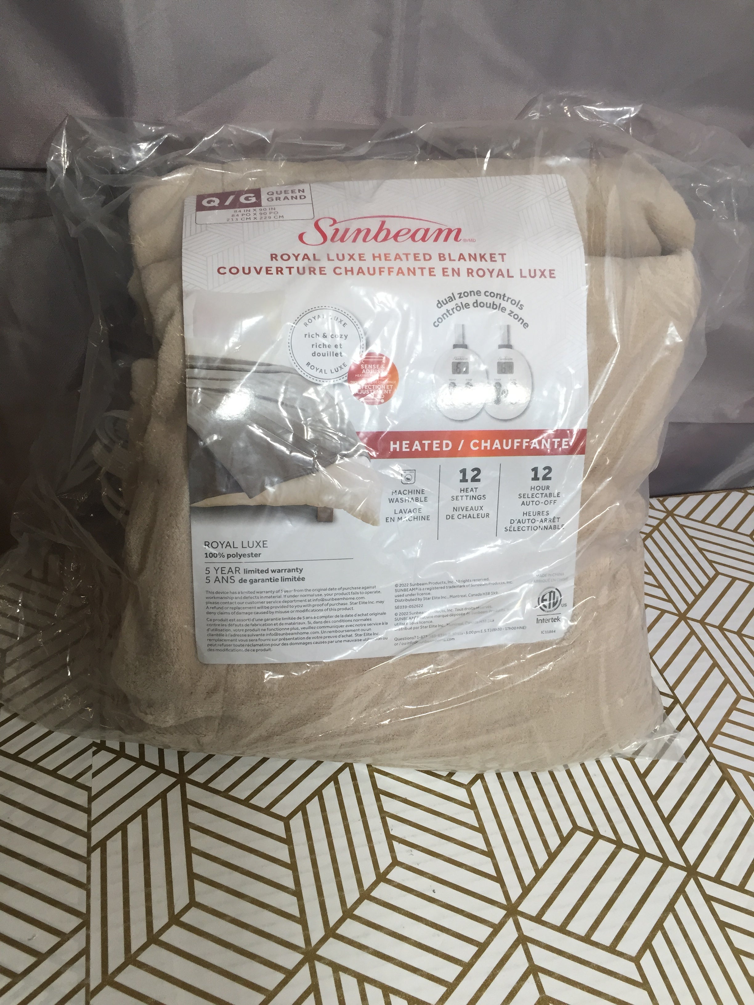 Sunbeam Heated Blanket Royal Luxe | Mushroom | Queen | 12 Heat Settings (8053077836014)