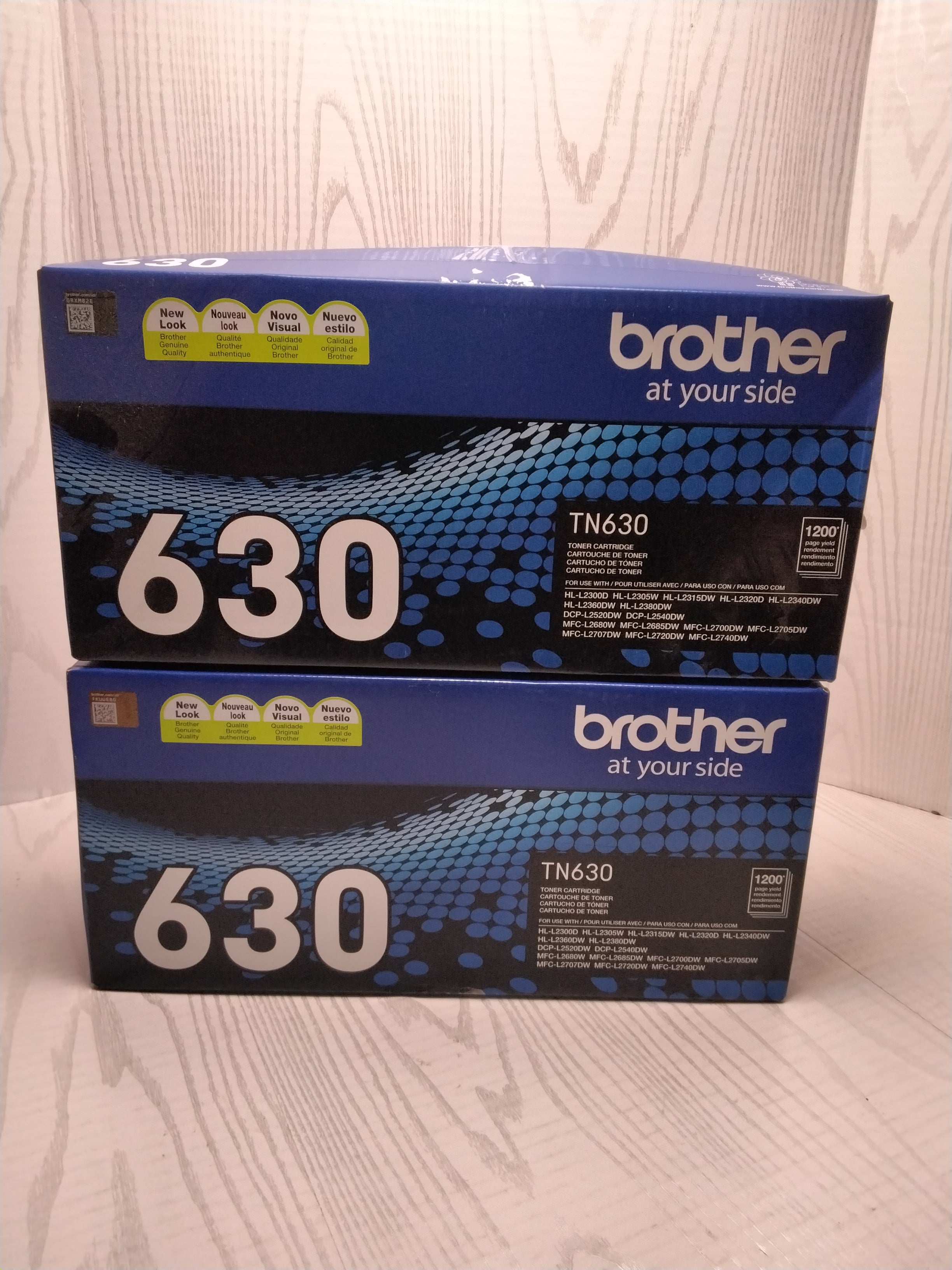 2 Pack - Brother Genuine Standard Yield Toner Cartridge, TN630, Black Toner (7891973767406)