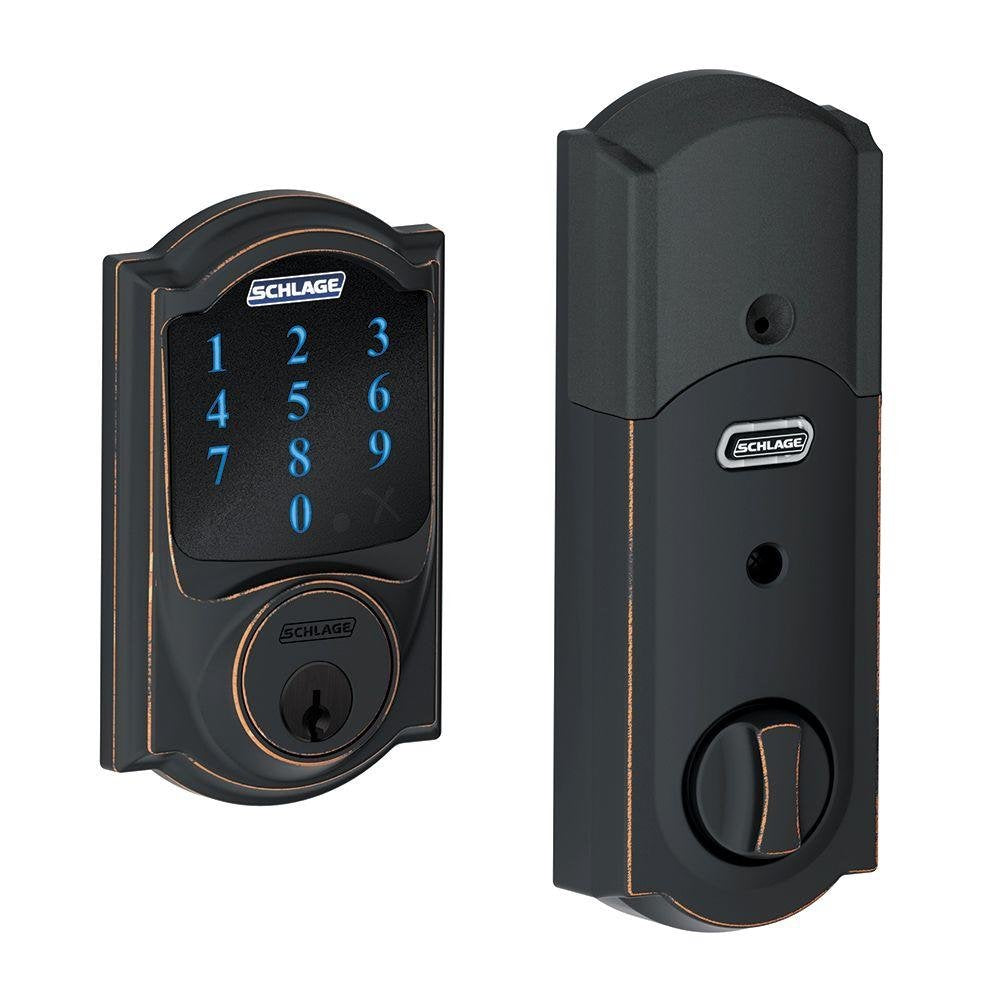 SCHLAGE Connect Camelot Touchscreen Deadbolt Smart Lock w/ Alarm (Aged Bronze) (7658479583470)