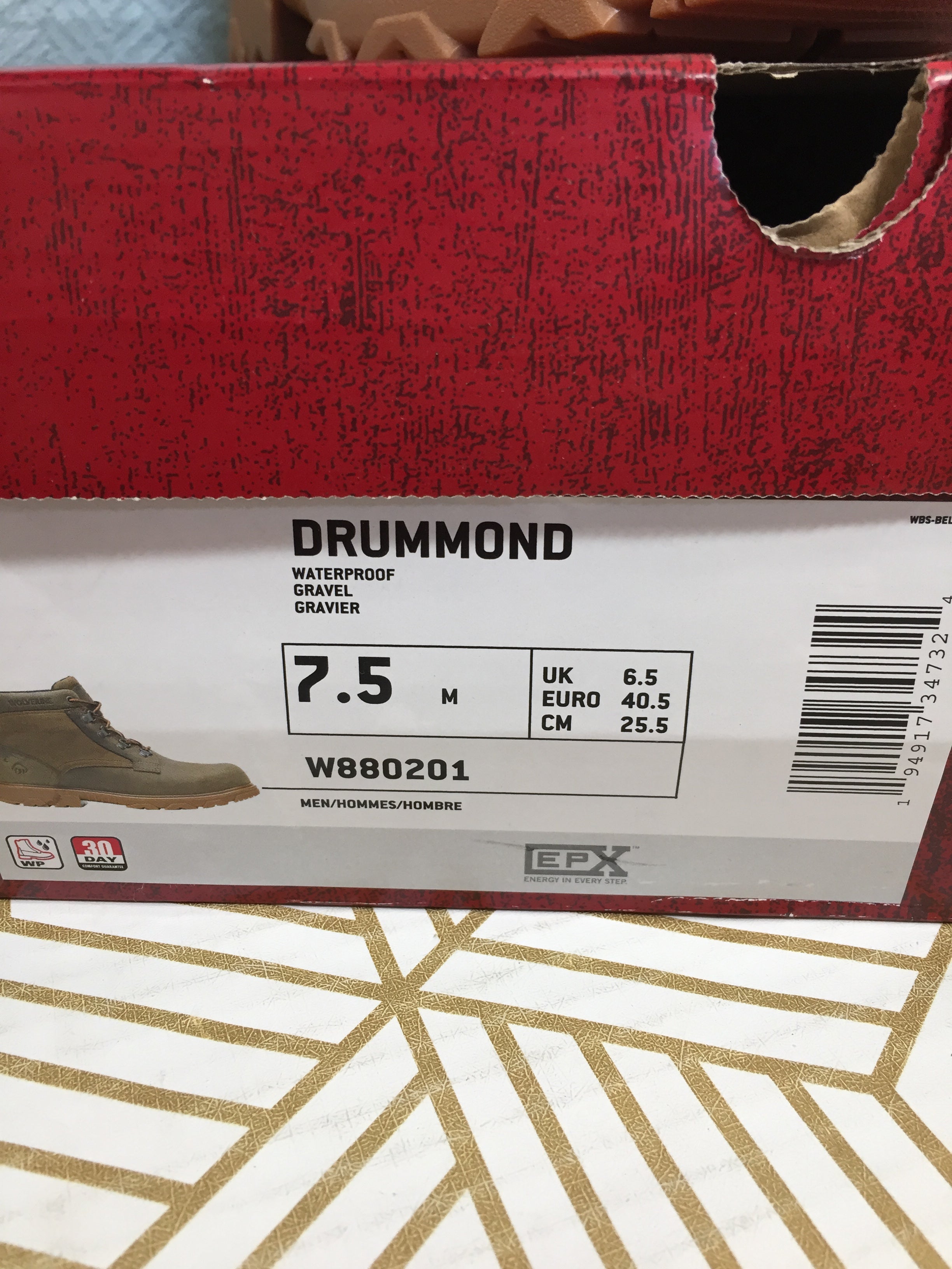 WOLVERINE Men's Drummond Waterproof Gravel Boots US Size 7.5 M (7865923731694)