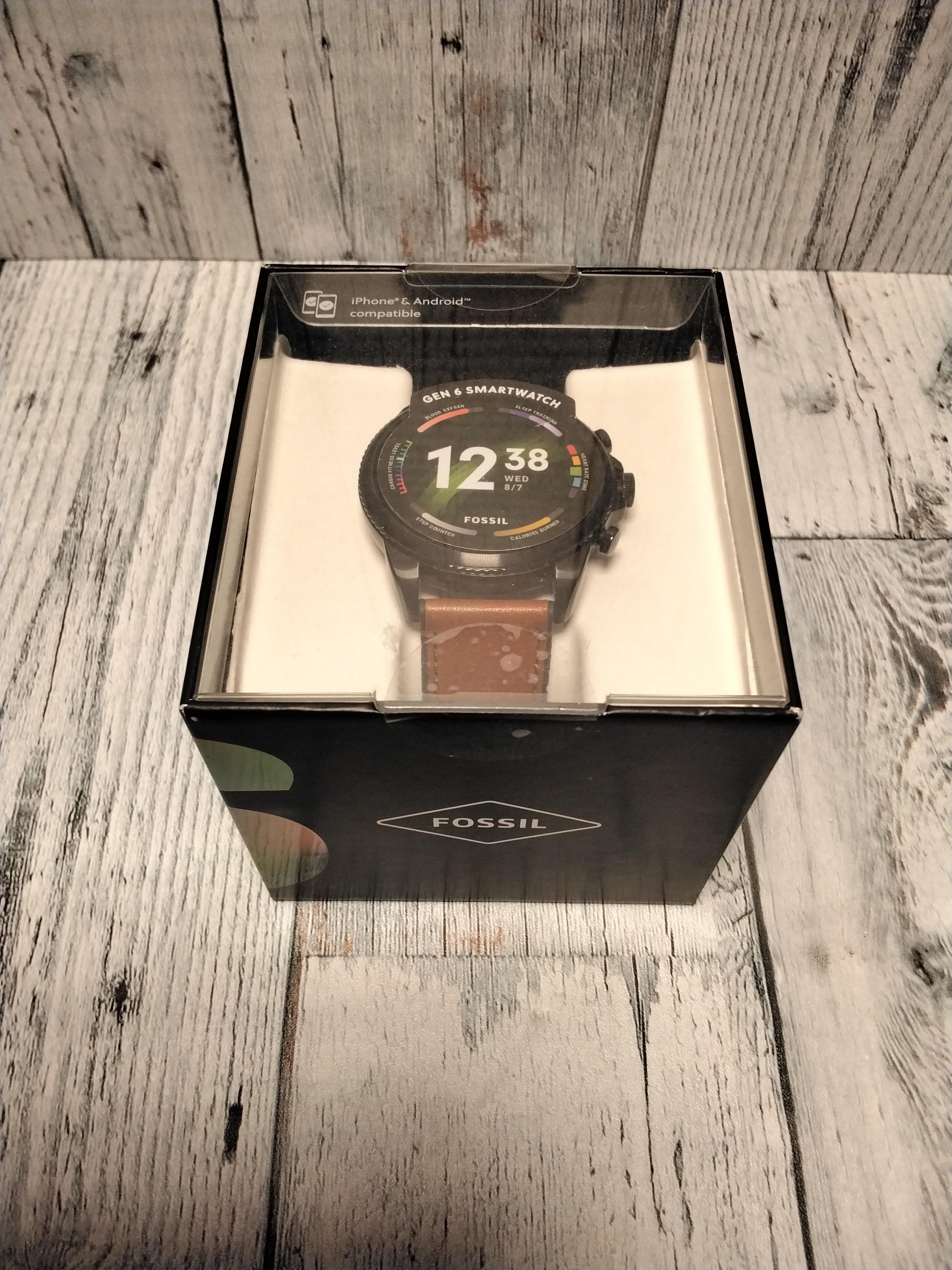 Fossil Men's Gen 6 44mm Touchscreen Smartwatch with Alexa Built-In, Leather Band (7772573303022)