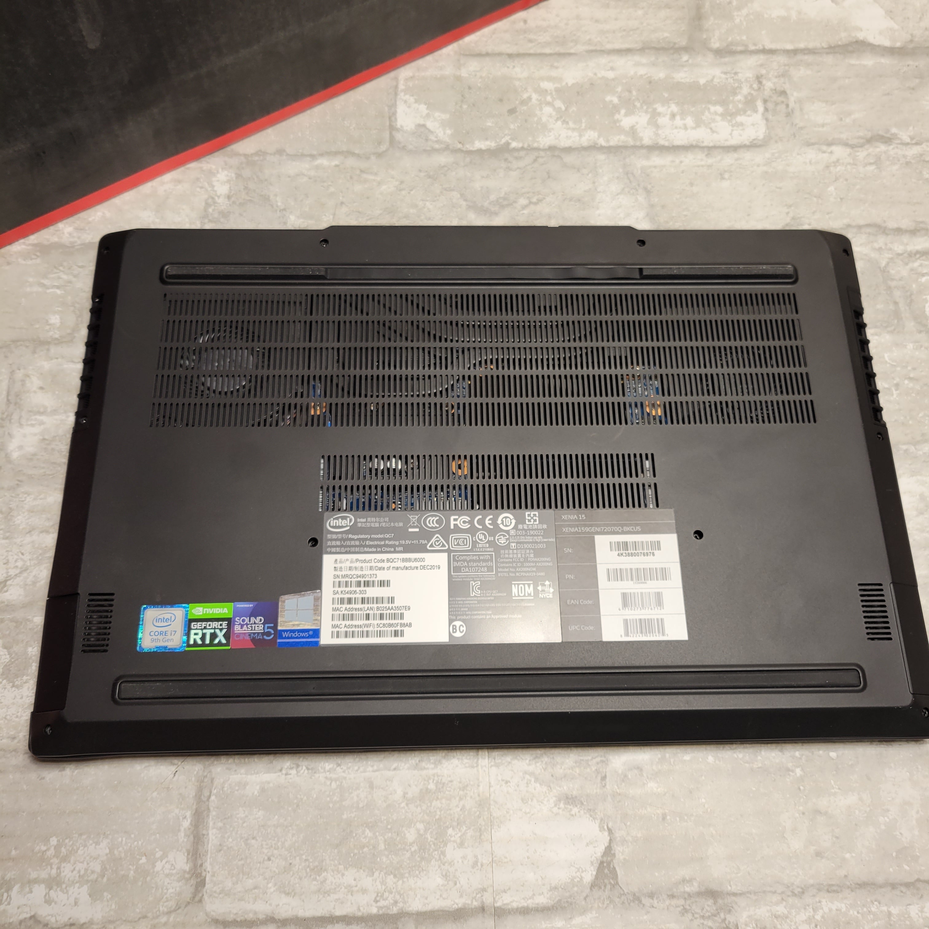 XPG Xenia Intel i7-9750H RTX 2070 Max-Q 8GB, 1TB, Gaming Laptop *FOR PARTS* (8151606984942)