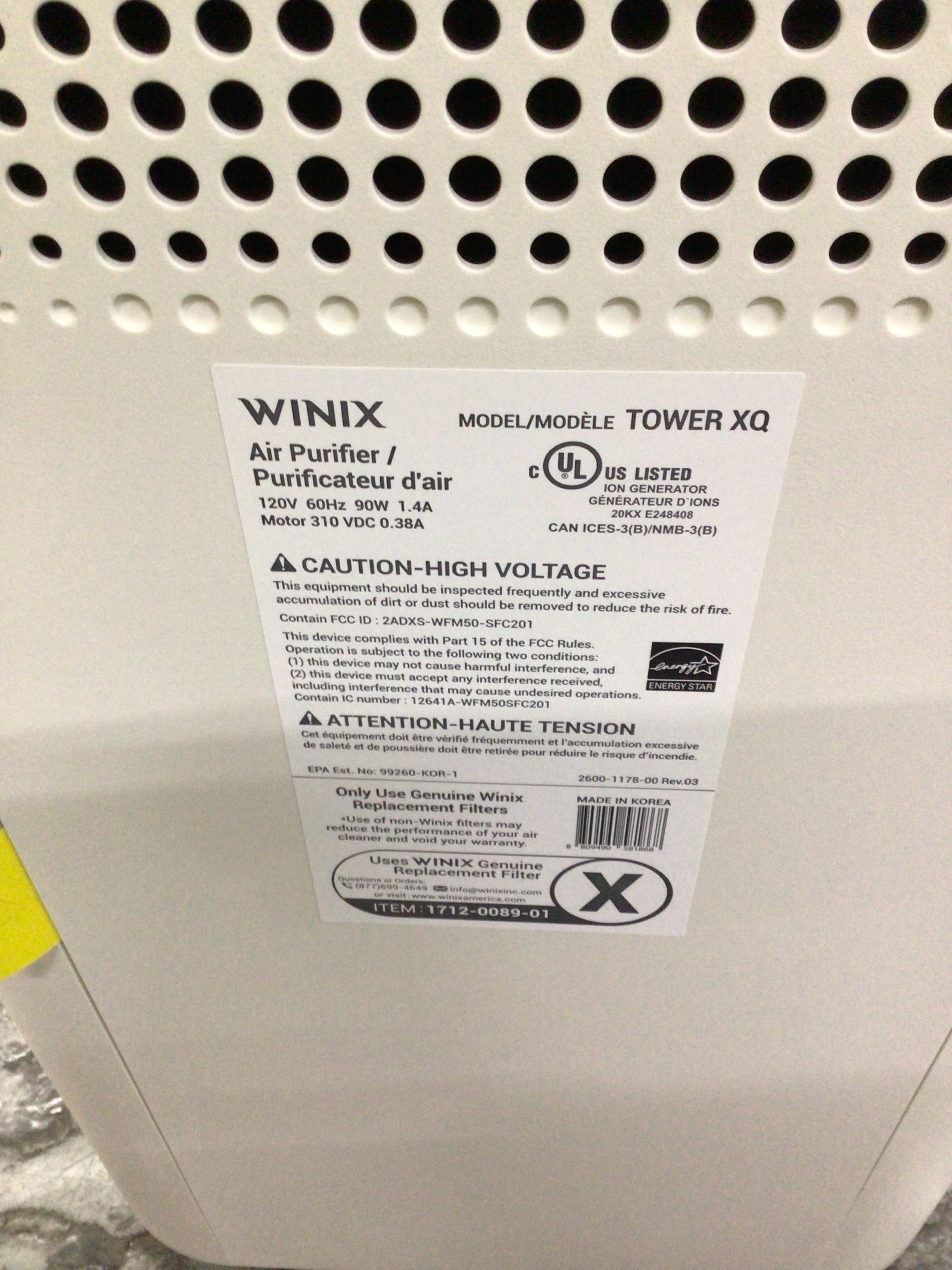 Winix XQ 4 Stage Dual Filtration Smart Wi-Fi HEPA Air Purifier *OPEN BOX* (8129002504430)