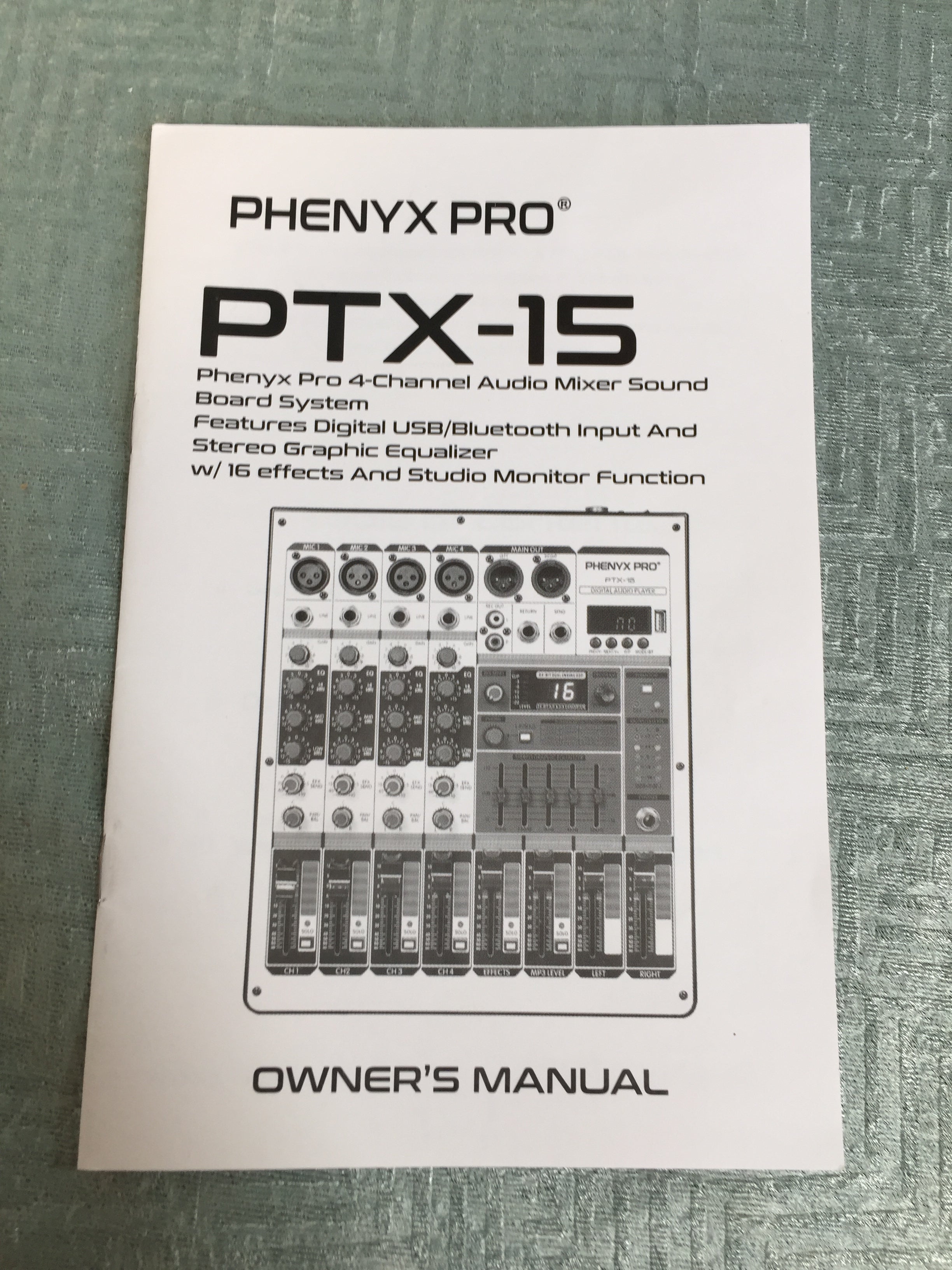 Professional Audio Mixer, Phenyx Pro PTX-15 Mixing Console 4 Channels, USB Input (7516372959470)