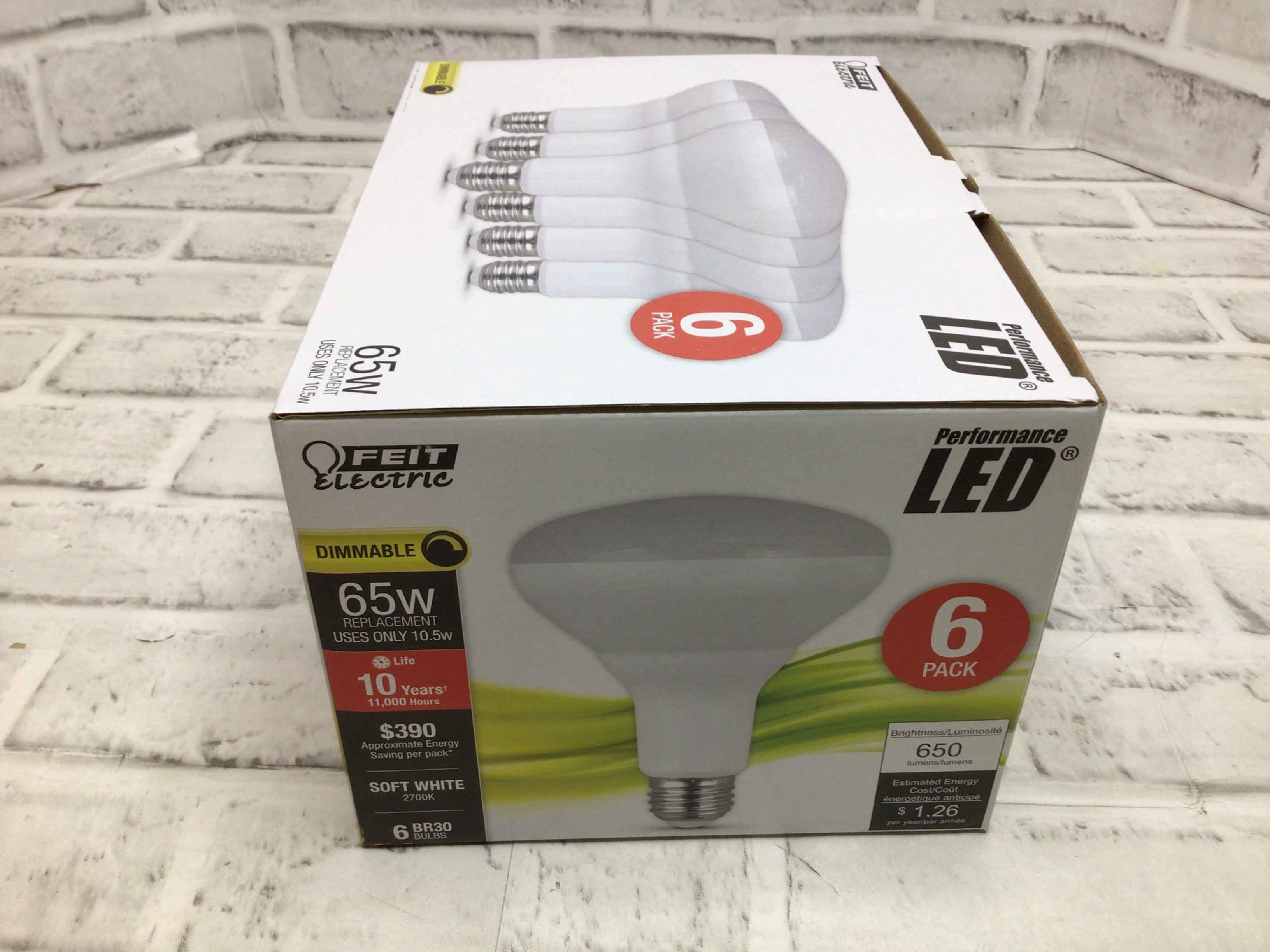 FEIT ELECTRIC BR30/DM/10KLED/6(C) 650 Lumen 2700K DIMMABLE LED BR30 - NEW (8127075352814)