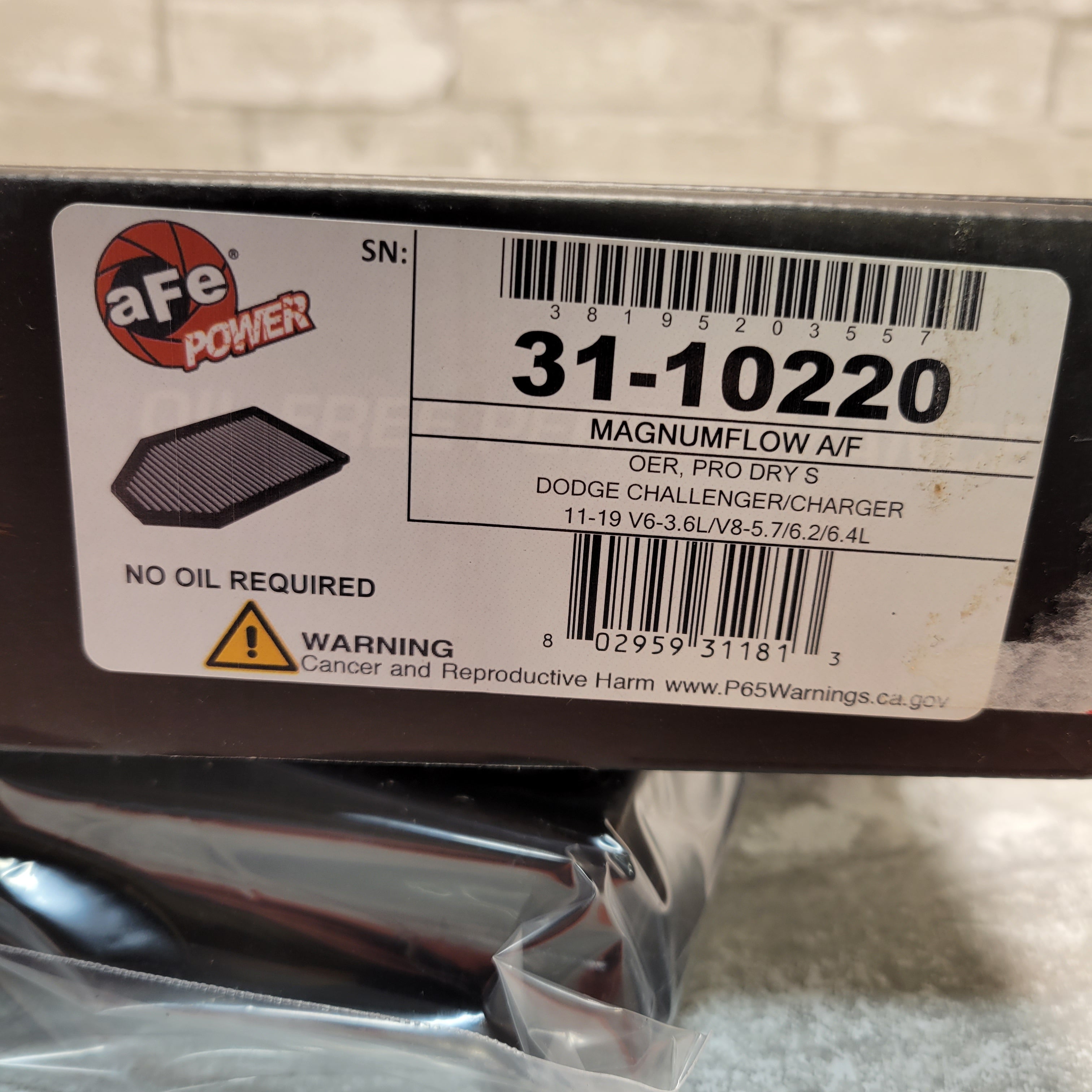 aFe 31-10220 Magnum FLOW OER Air Filter PRO DRY S: Dodge Challenger/Charger (7931406909678)