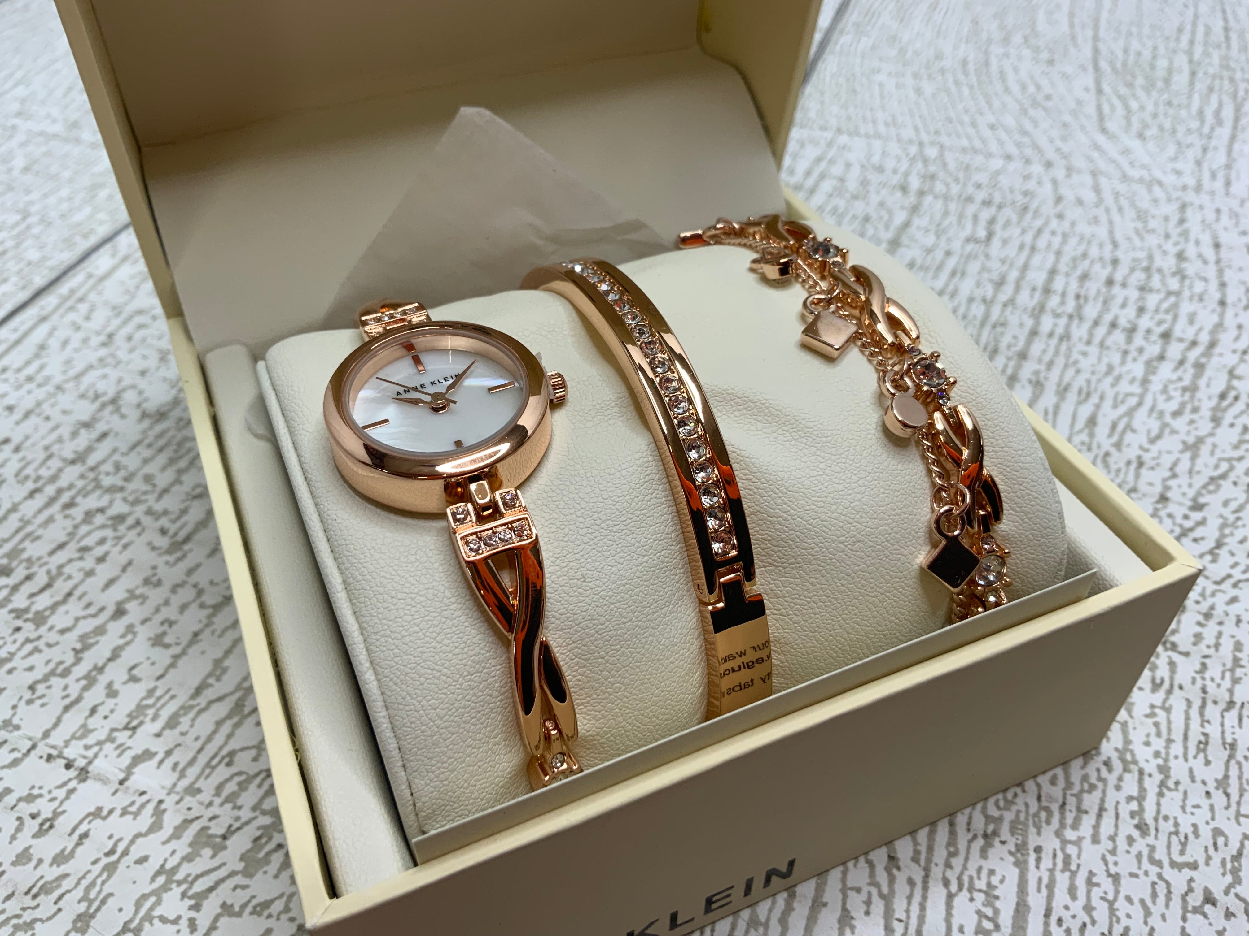 Anne Klein Women's Premium Crystal Accented Watch and Bracelet Set (8038455967982)