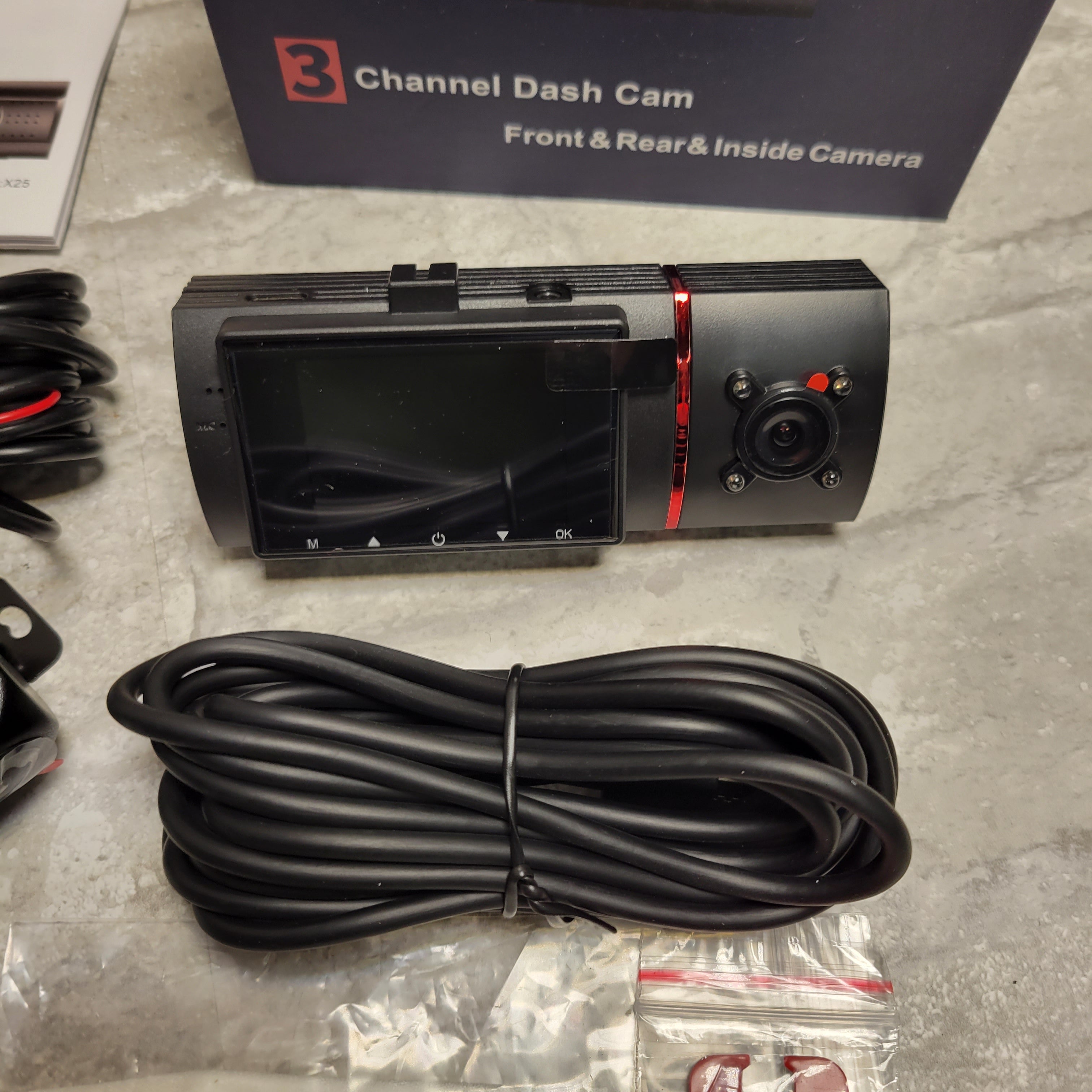 Milerong 3 Channel Dash Cam HD X25, Front, Rear, & Inside (8045146243310)