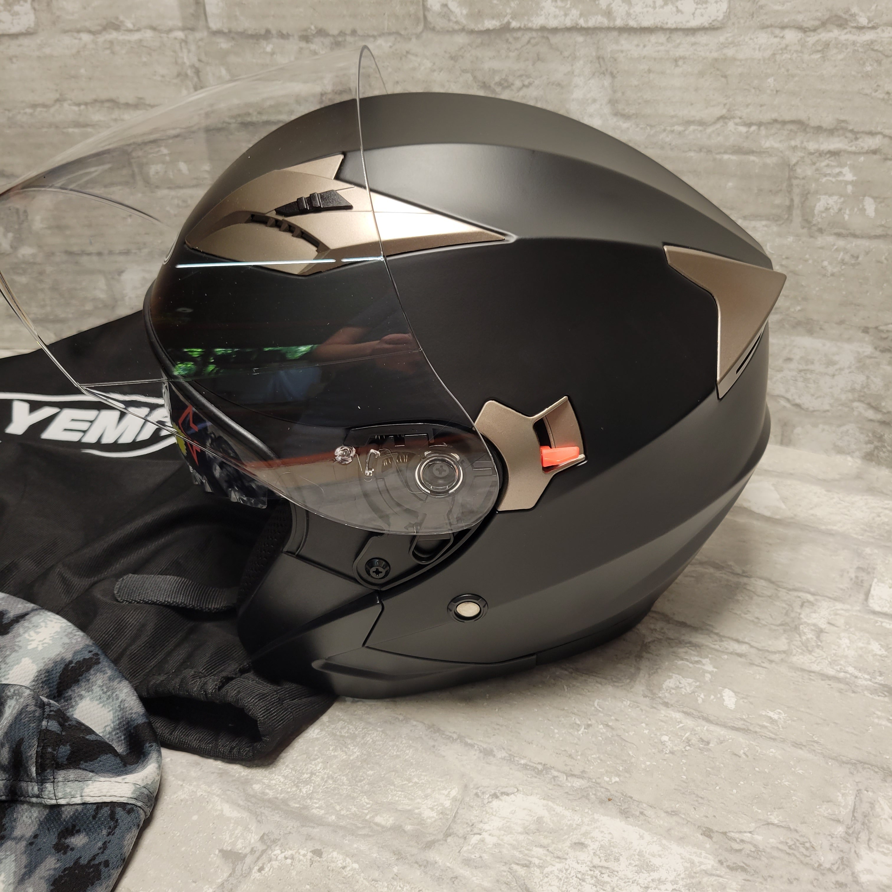 YEMA YM-627 Motorcycle Open Face Helmet DOT Approved, Matte Black XL (8069374410990)